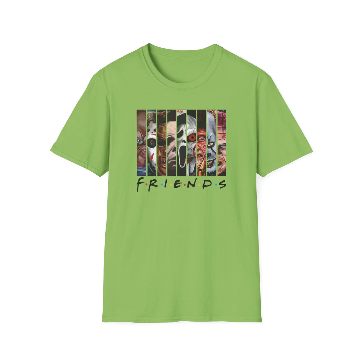 Horror Movie Villains Halloween Friends Softstyle T-Shirt, Scary Movie Tee, Halloween Shirt, Horror Movie Fan Gift, Horror Movie Characters
