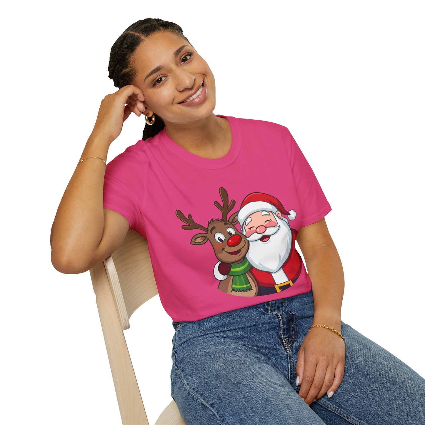 Smiling Santa and Rudolph Shirt, Family Christmas Shirts, Christmas T Shirt, Holiday Shirt, Cute Xmas Shirt for the family, Holiday Gift