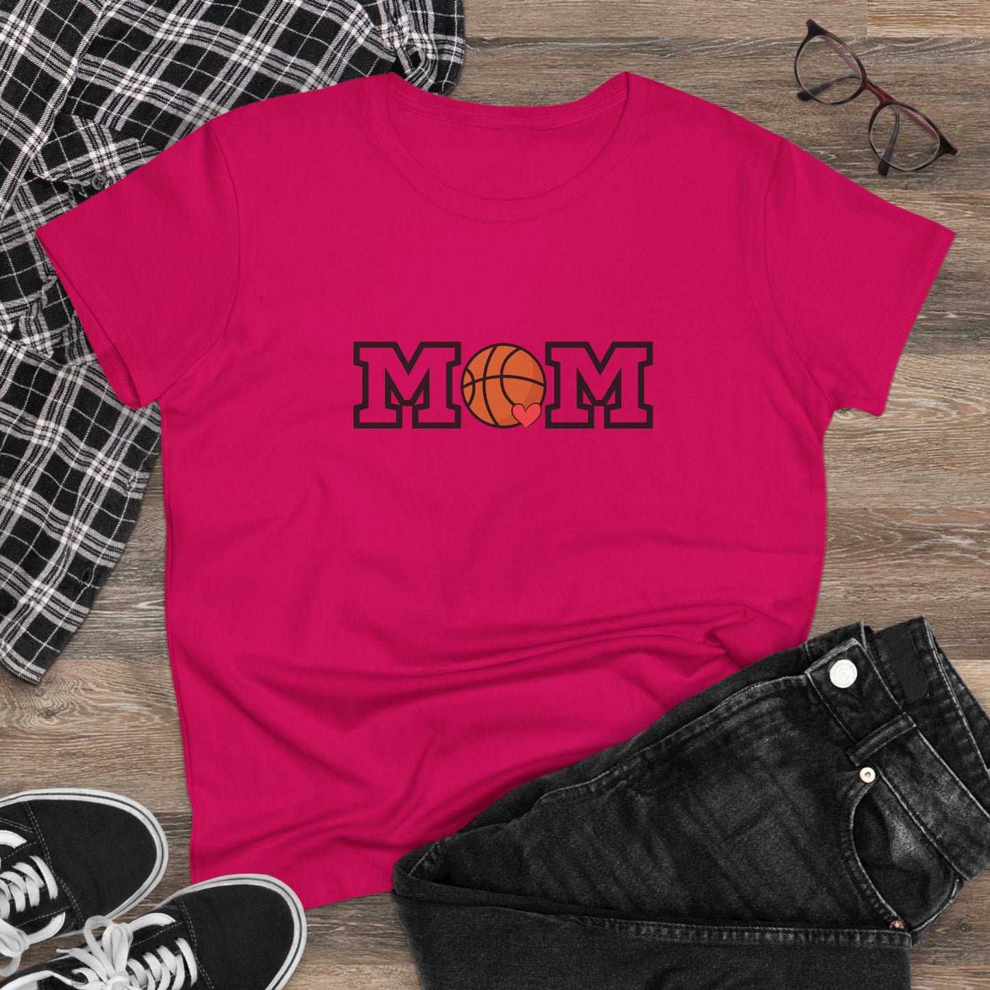 Basketball Mom Shirt, Sports Mom Gift, Cotton T-Shirt, Basketball Fan Apparel, Mother's Day Tee, Mom loves Basketball, Sports Mom