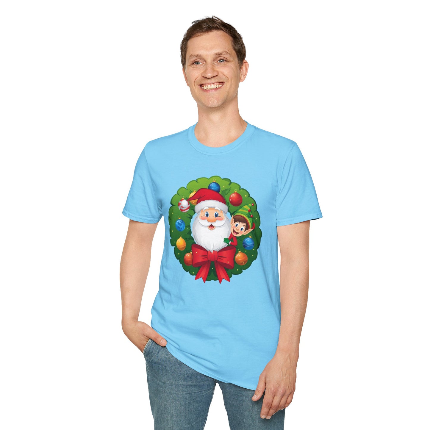 Santa and Elf on a Wreath Shirt, Family Christmas Shirts, Christmas T Shirt, Holiday Shirt, Cute Xmas Shirt for the family, Holiday Gift