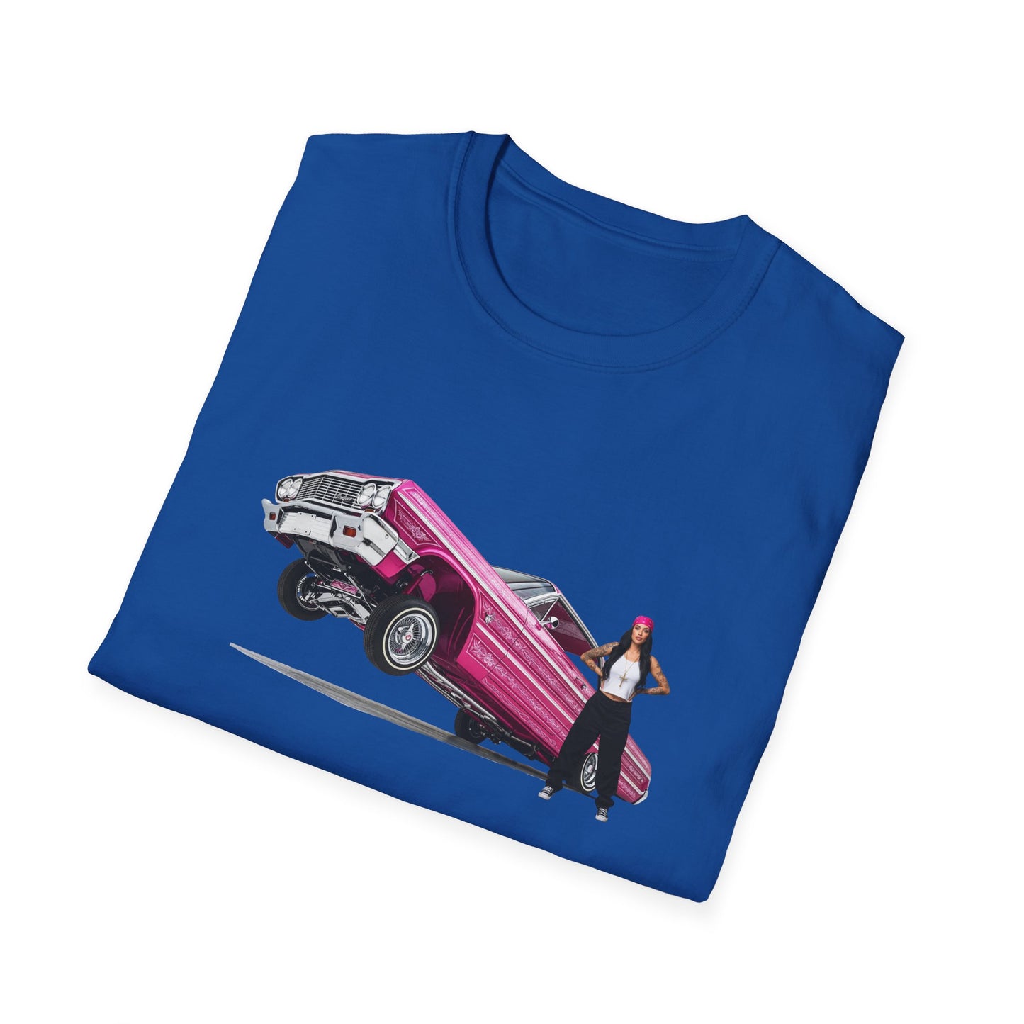 1964 Chevy Impala Hydraulics Lowrider Hoppin' graphic T-Shirt - Old School Hip Hop Cholo Art Tee Design - Chicano Car Club Graphic Tee