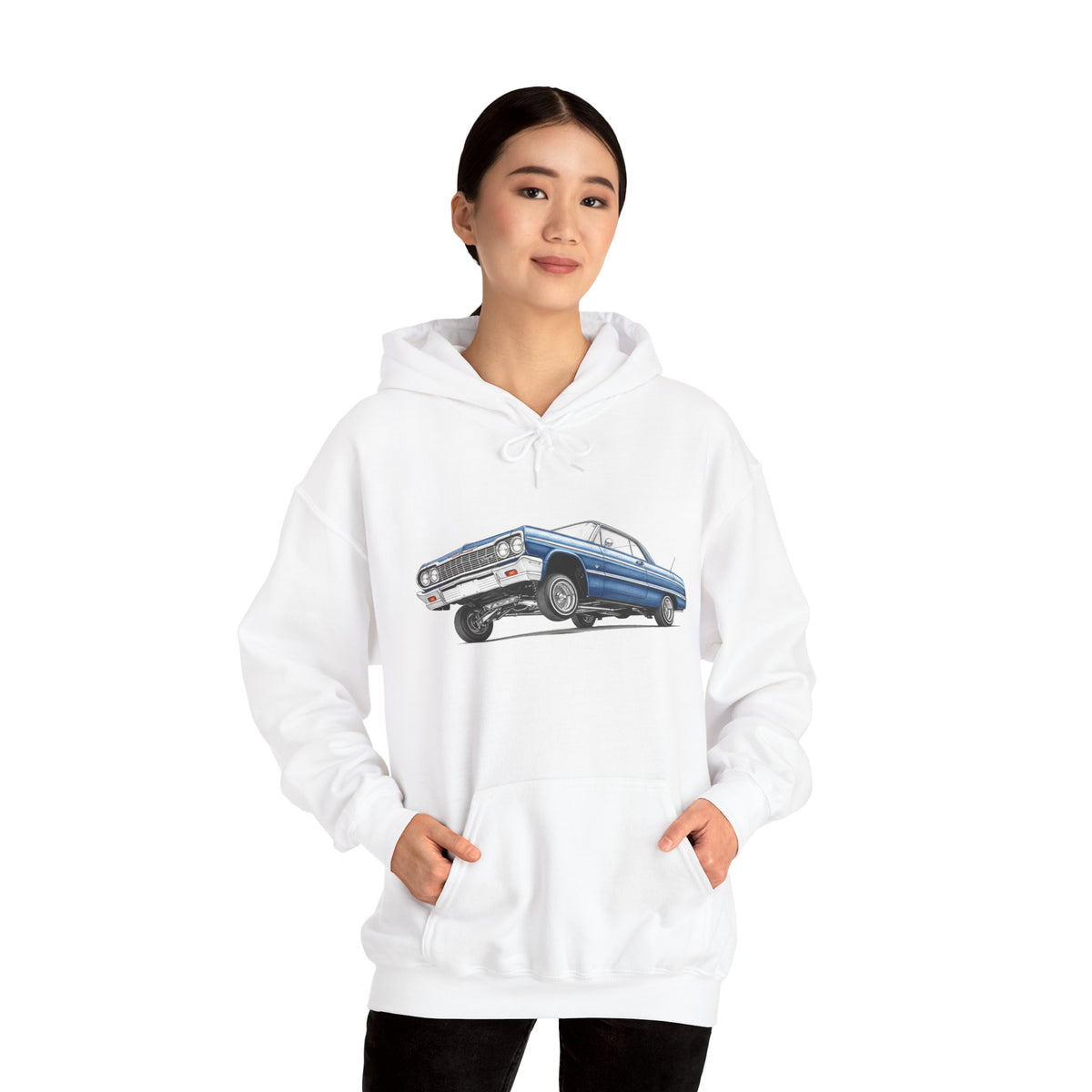 Classic Car Hoodie, Lowrider Car Hoodie, Blue Vintage Car Sweatshirt, Car Enthusiast Gift, Unisex Automotive Hoodie