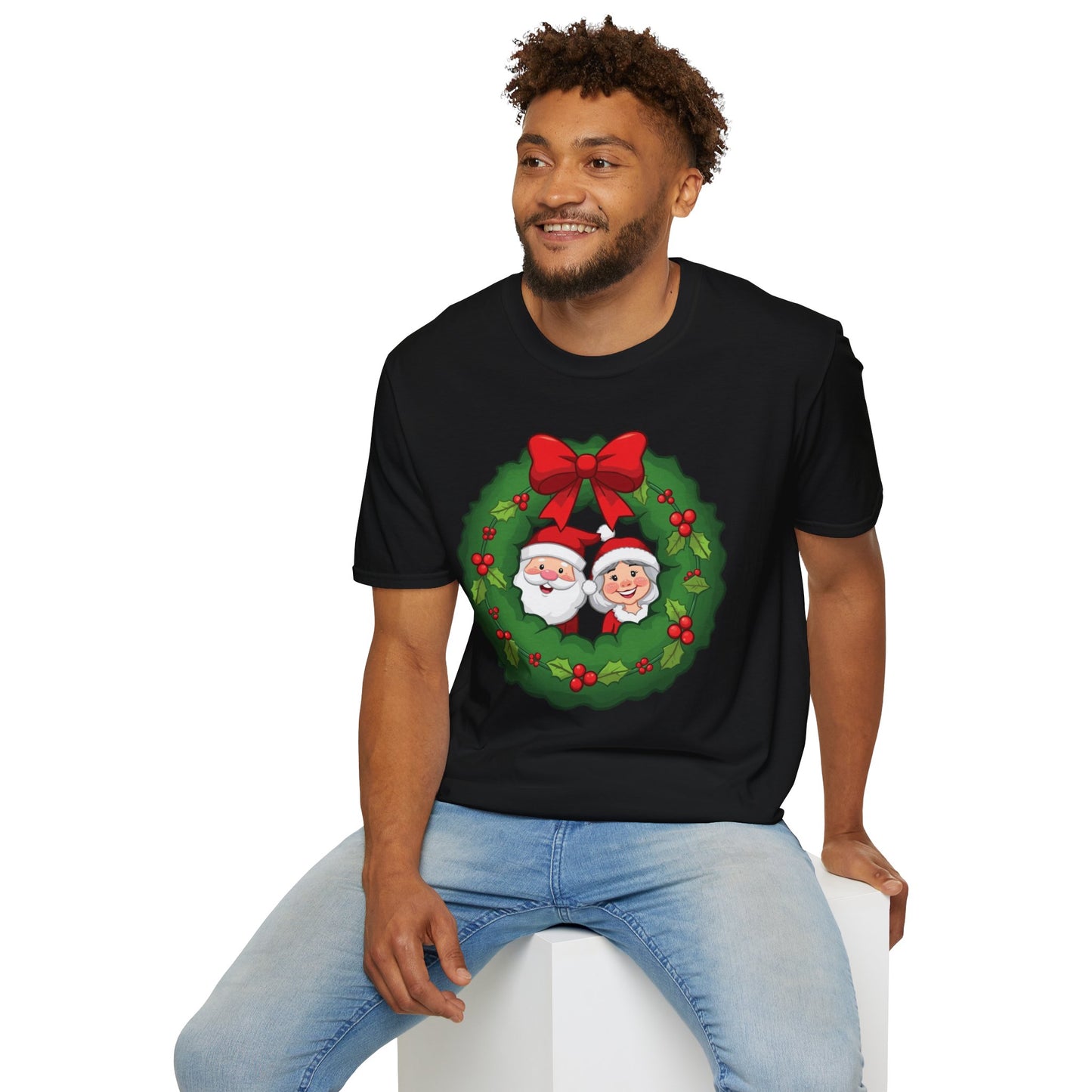 Santa and Mrs. Claus in a Wreath Shirt, Family Christmas Shirts, Christmas T Shirt, Holiday Shirt, Cute Xmas Shirt for the family, Holiday Gift