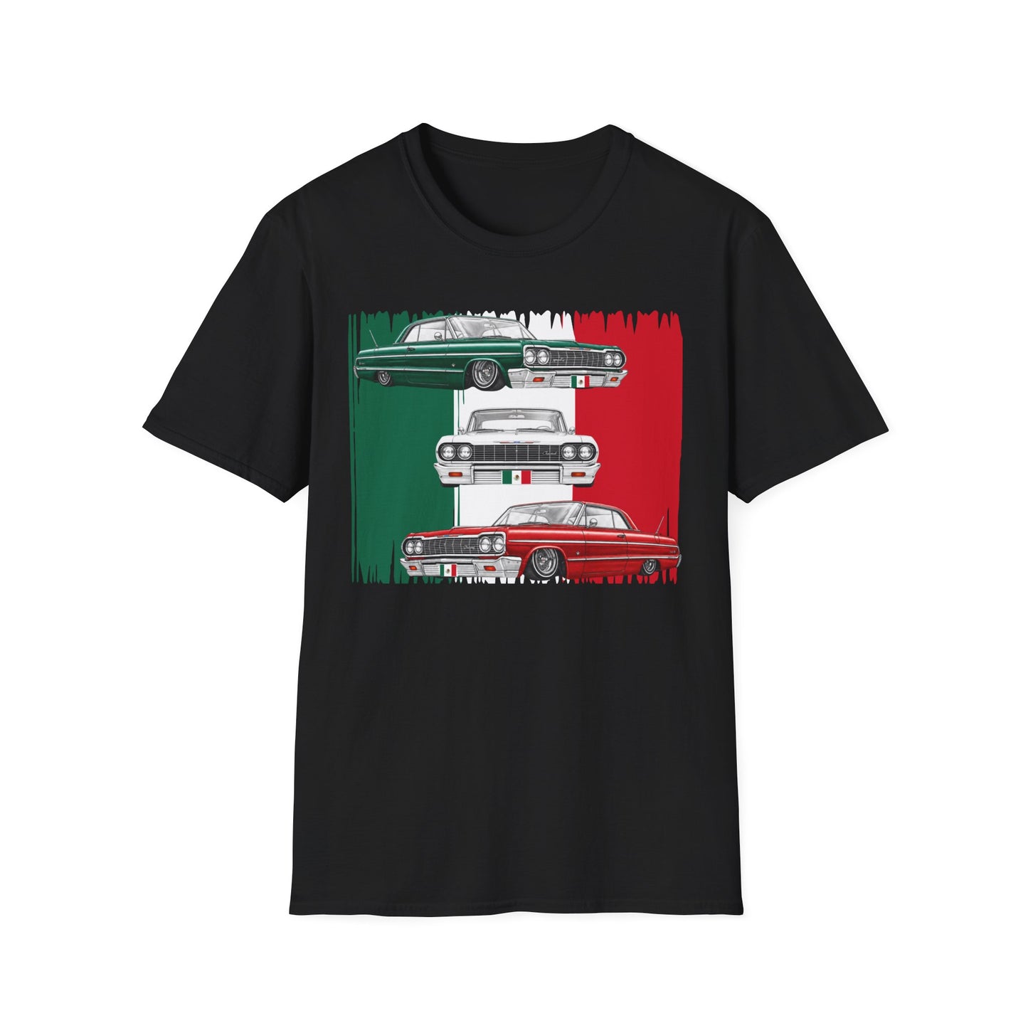 Lowrider Shirt, Mexican Flag Classic Car Tee, Vintage Car Graphic Shirt, Car Enthusiast Gift, Retro Auto Unisex Tee