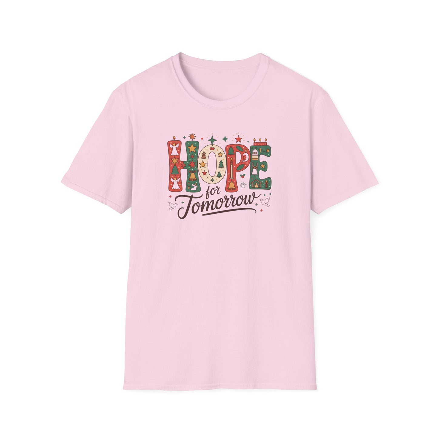 Hope for Tomorrow Christmas T-Shirt – Inspirational Holiday Faith Tee with Festive Lettering and Positive Message