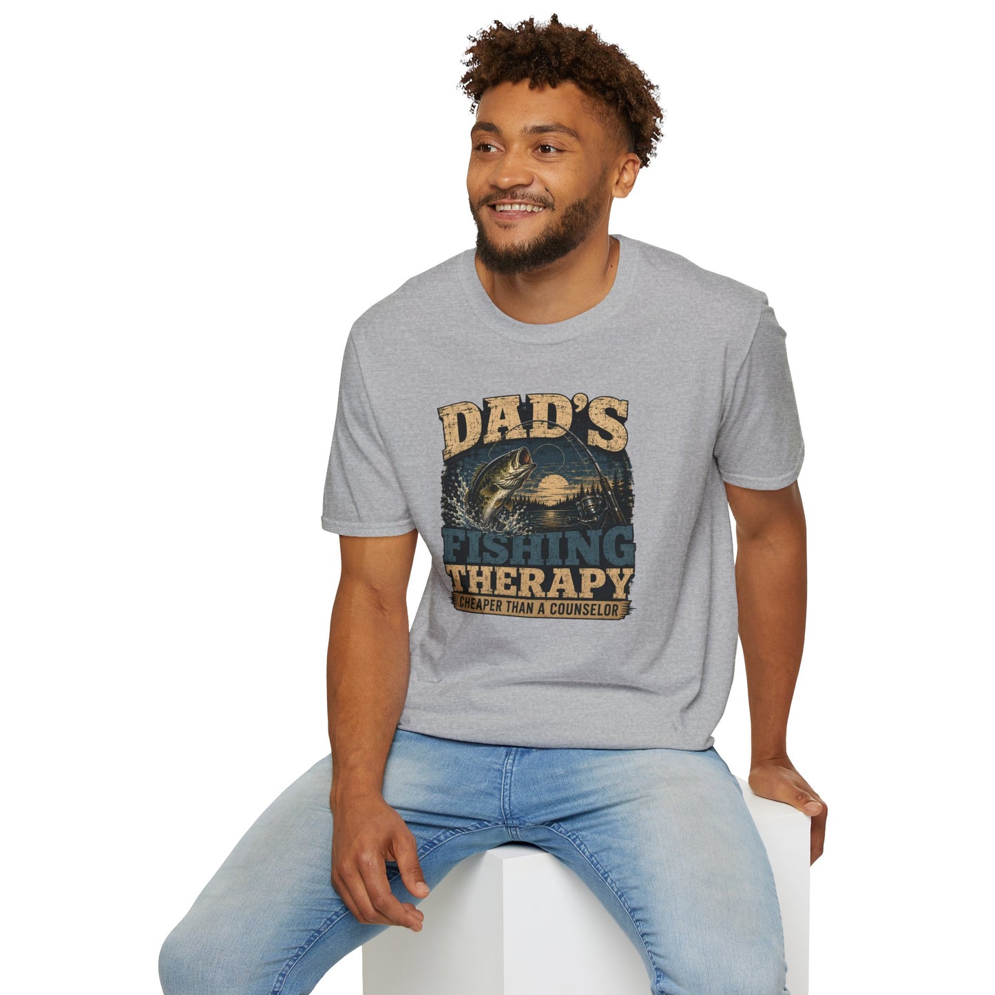 Fishing Dad Shirt, Dads Fishing Therapy Tee, Bass Fishing T-Shirt, Fisherman Gift, Fathers Day Shirt for Dad