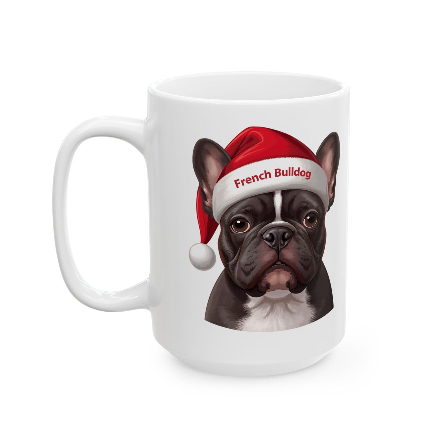 French Bulldog Dog Holiday Portrait Mug – Cute Holiday Coffee Cup, Festive Bulldog Dog Ceramic Mug, Christmas Gift Idea (11oz/15oz)