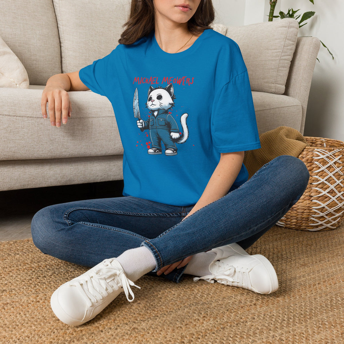 Michael Meowers Halloween Funny Cat T-Shirt, Scary Movie Tee, Halloween Cat Shirt, Horror Movie Cat Fan Gift, Horror Movie Character