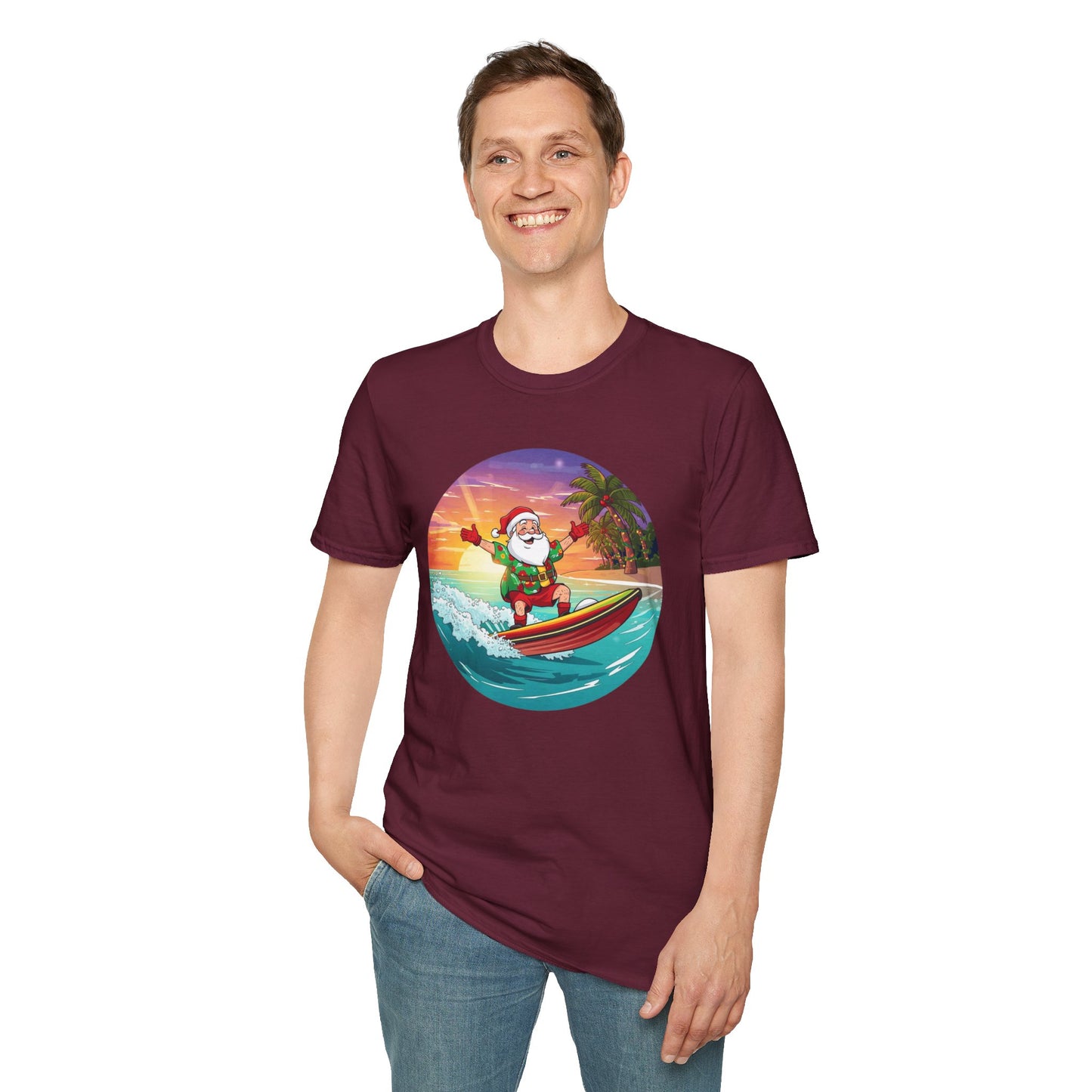 Tropical Surfing Santa Shirt, Family Christmas Shirts, Christmas T Shirt, Holiday Shirt, Cute Xmas Shirt for the family, Holiday Gift