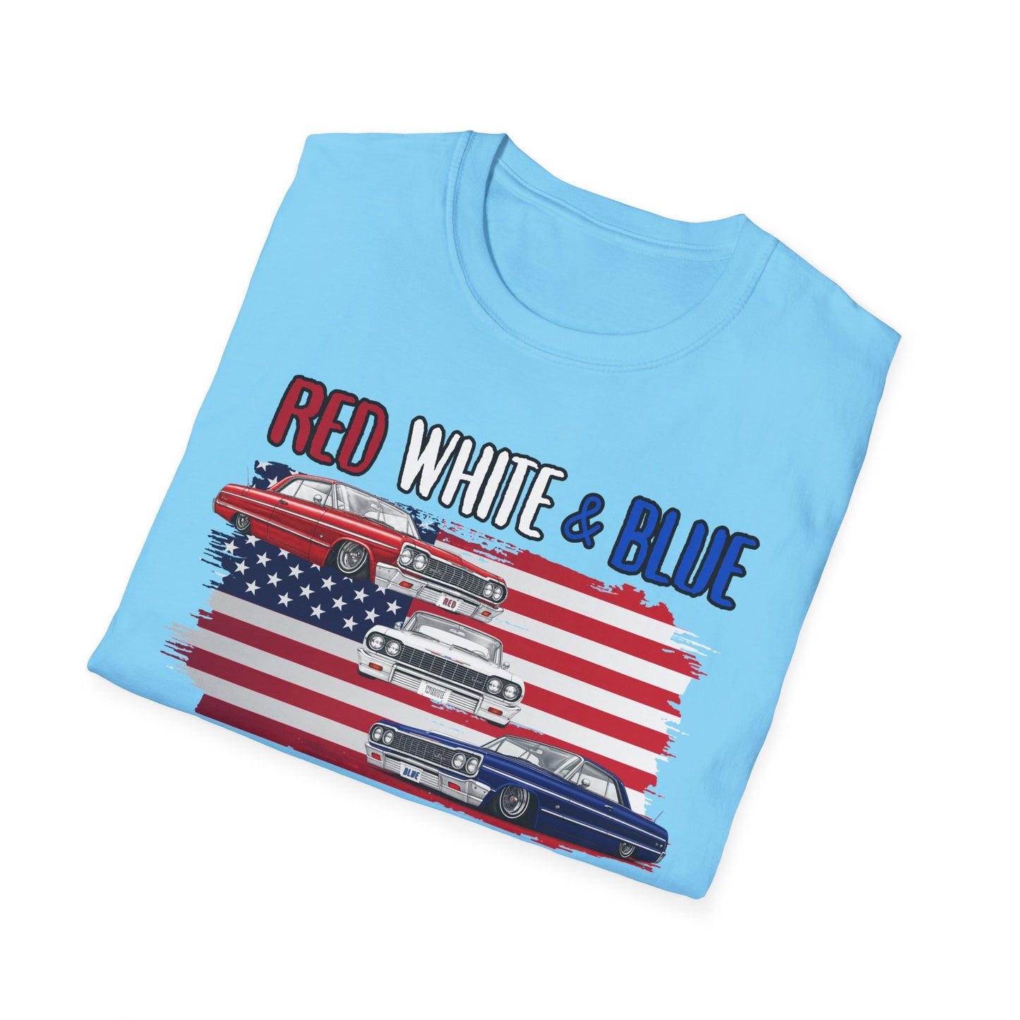 Patriotic Lowrider Shirt, Red White and Blue Car Tee, Classic Car Shirt, 4th of July Car Lover Gift, Unisex Auto Tee