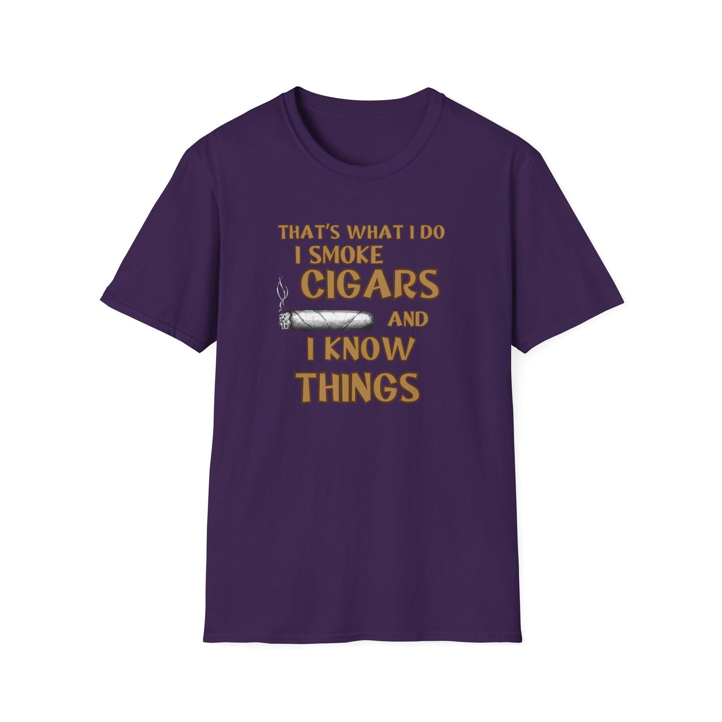 Smoke Cigars and Know Things Unisex T-Shirt, BBQ Pool Party Shirt, Fathers Day Gift, Relaxation Leisure, Cigar lover Gift, Grandpa Gift