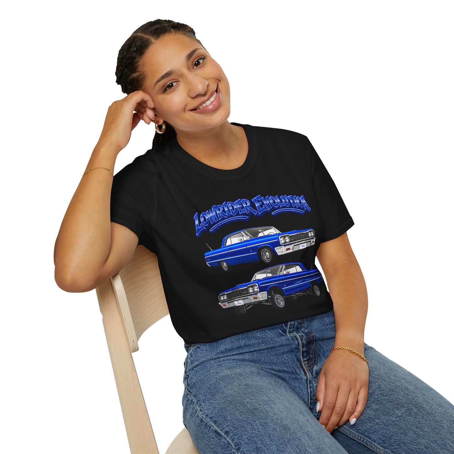 Classic Lowrider Shirt, Lowrider Evolution Tee, Blue Vintage Car Shirt, Car Enthusiast Gift, Retro Auto Graphic Tee