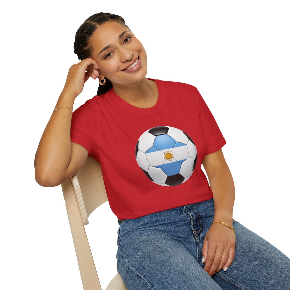 Argentina Soccer Ball Shirt, Argentina Futbol Tee, Light Blue White Soccer T-Shirt, Game Day Fan Shirt, Sports Gift