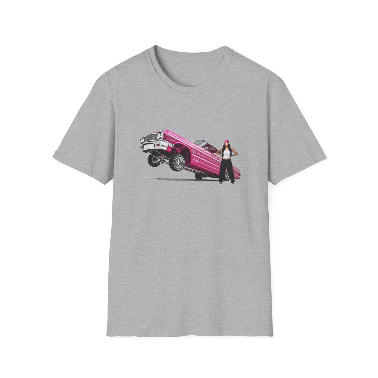 1964 Chevy Impala Hydraulics Lowrider Hoppin' graphic T-Shirt - Old School Hip Hop Cholo Art Tee Design - Chicano Car Club Graphic Tee