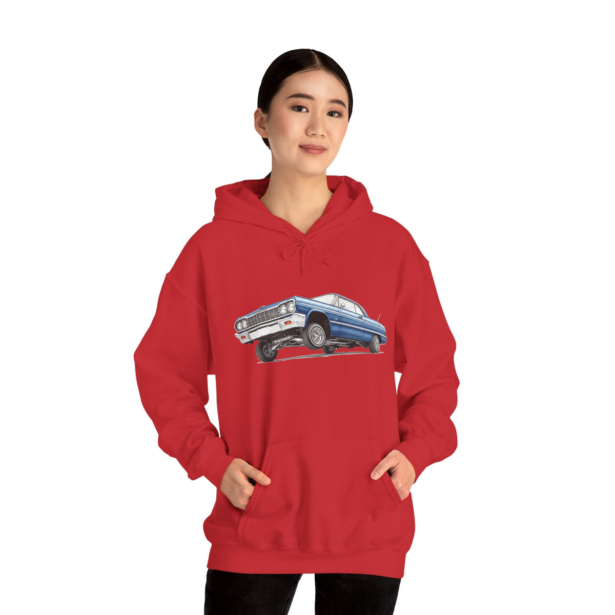 Classic Car Hoodie, Lowrider Car Hoodie, Blue Vintage Car Sweatshirt, Car Enthusiast Gift, Unisex Automotive Hoodie