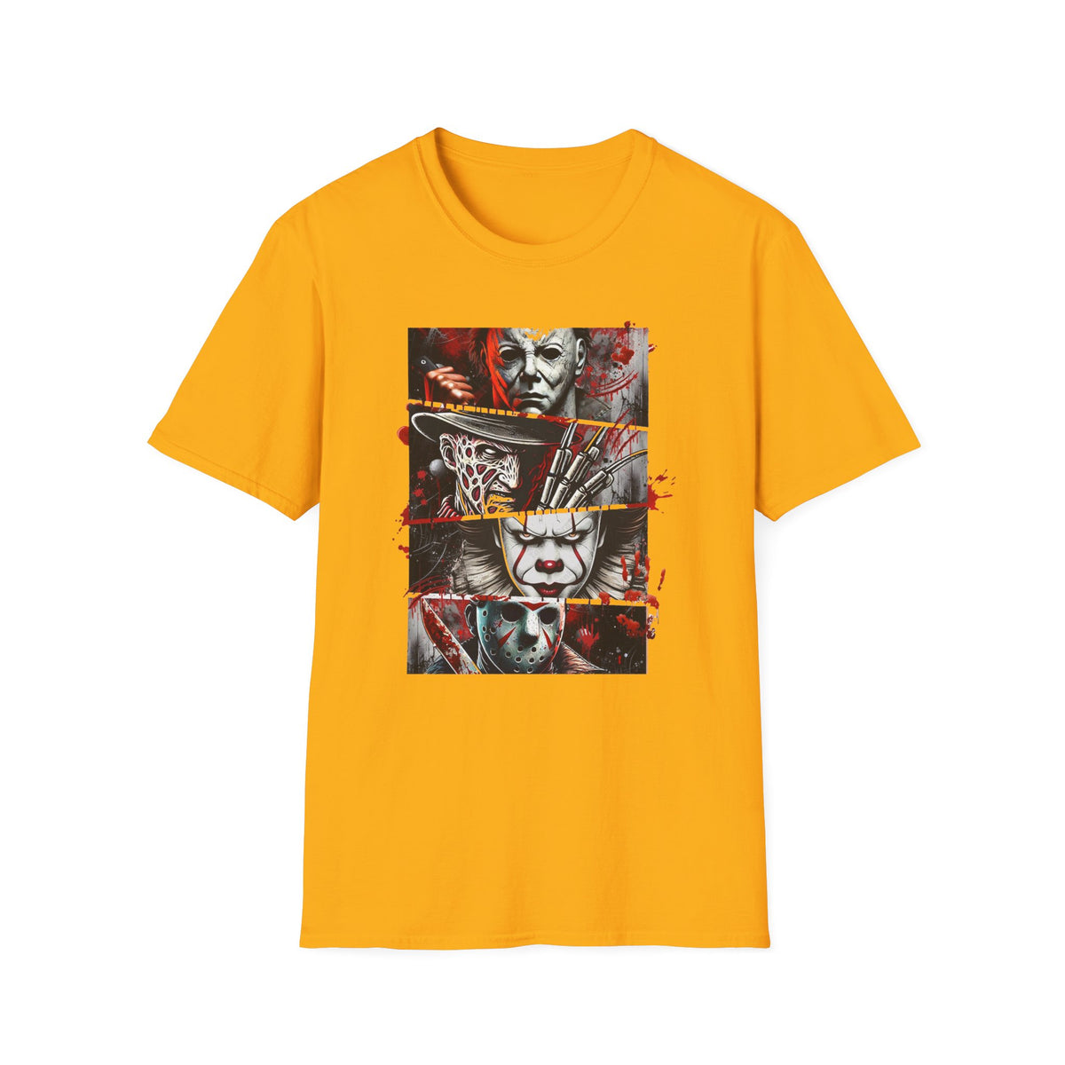 Horror Movie Villains Halloween Softstyle T-Shirt, Scary Movie Tee, Halloween Shirt, Horror Movie Fan Gift, Horror Movie Characters