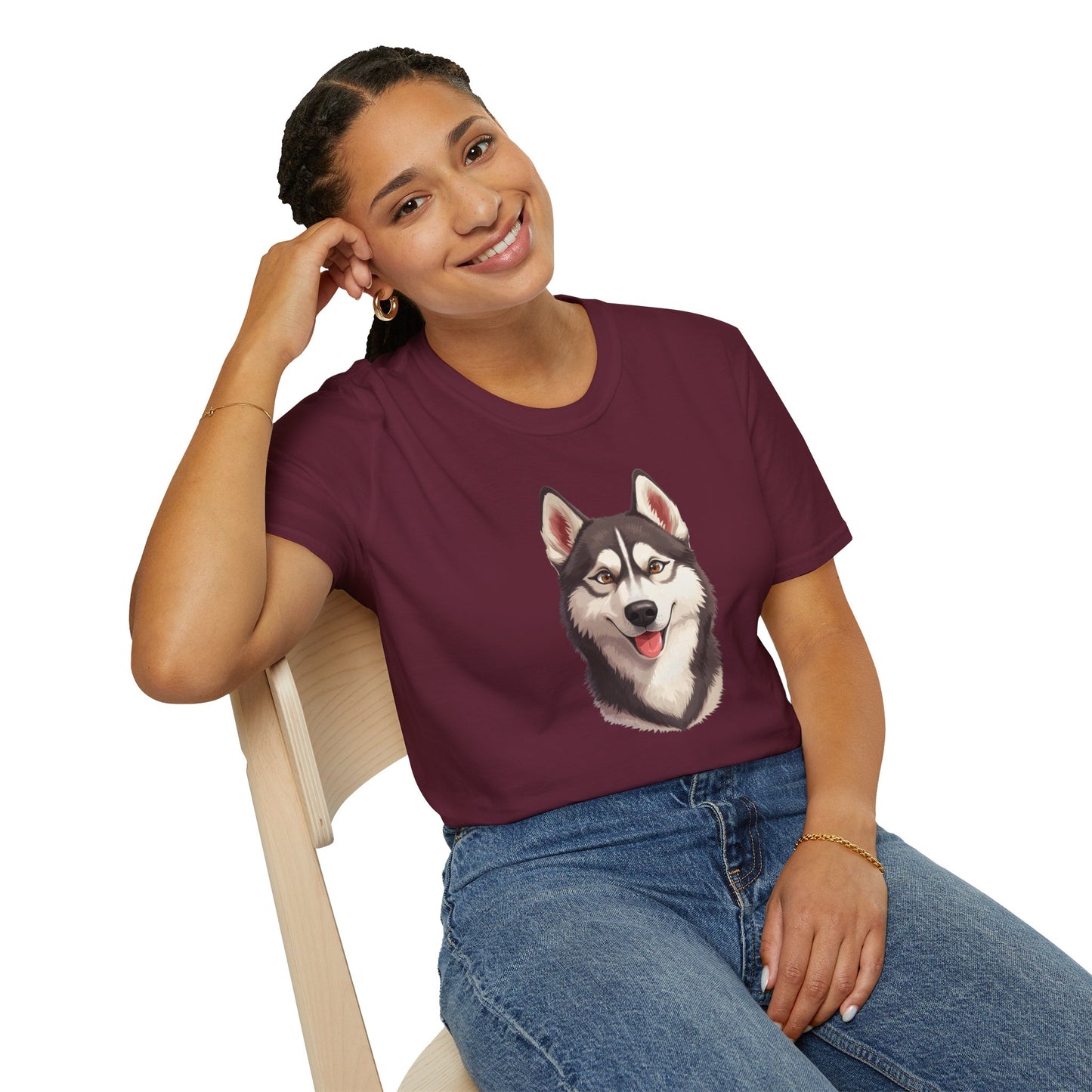 Siberian Husky Dog Portrait Shirt – Husky Dog Lover Gift, Cute Dog Mom Tee, Dog Dad Shirt, Pet Breed Apparel