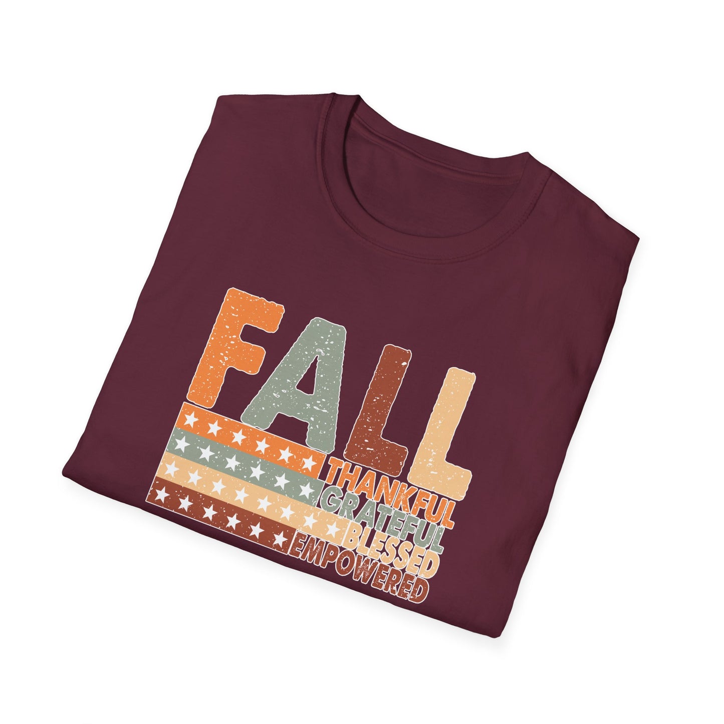 Fall Unisex Softstyle T-Shirt with Inspirational Words, Thankful, Grateful, Blessed, Empowered, Fall Tee, Hope Shirt, Thanksgiving Shirt
