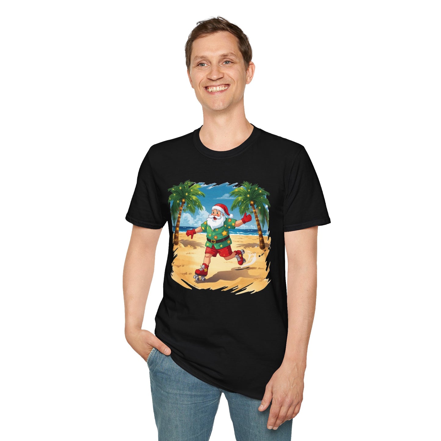 Tropical Santa skating shirt, Family Christmas Shirts, Christmas T Shirt, Holiday Shirt, Cute Xmas Shirt for the family, Holiday Gift