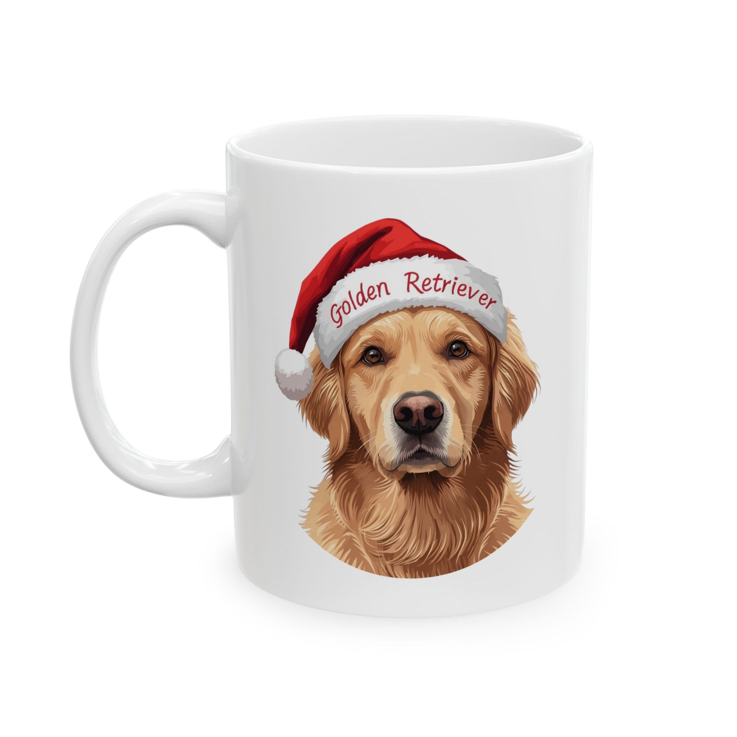 Golden Retriever Holiday Portrait Mug – Cute Holiday Coffee Cup, Festive Golden Retriever Ceramic Mug, Christmas Gift Idea (11oz/15oz)
