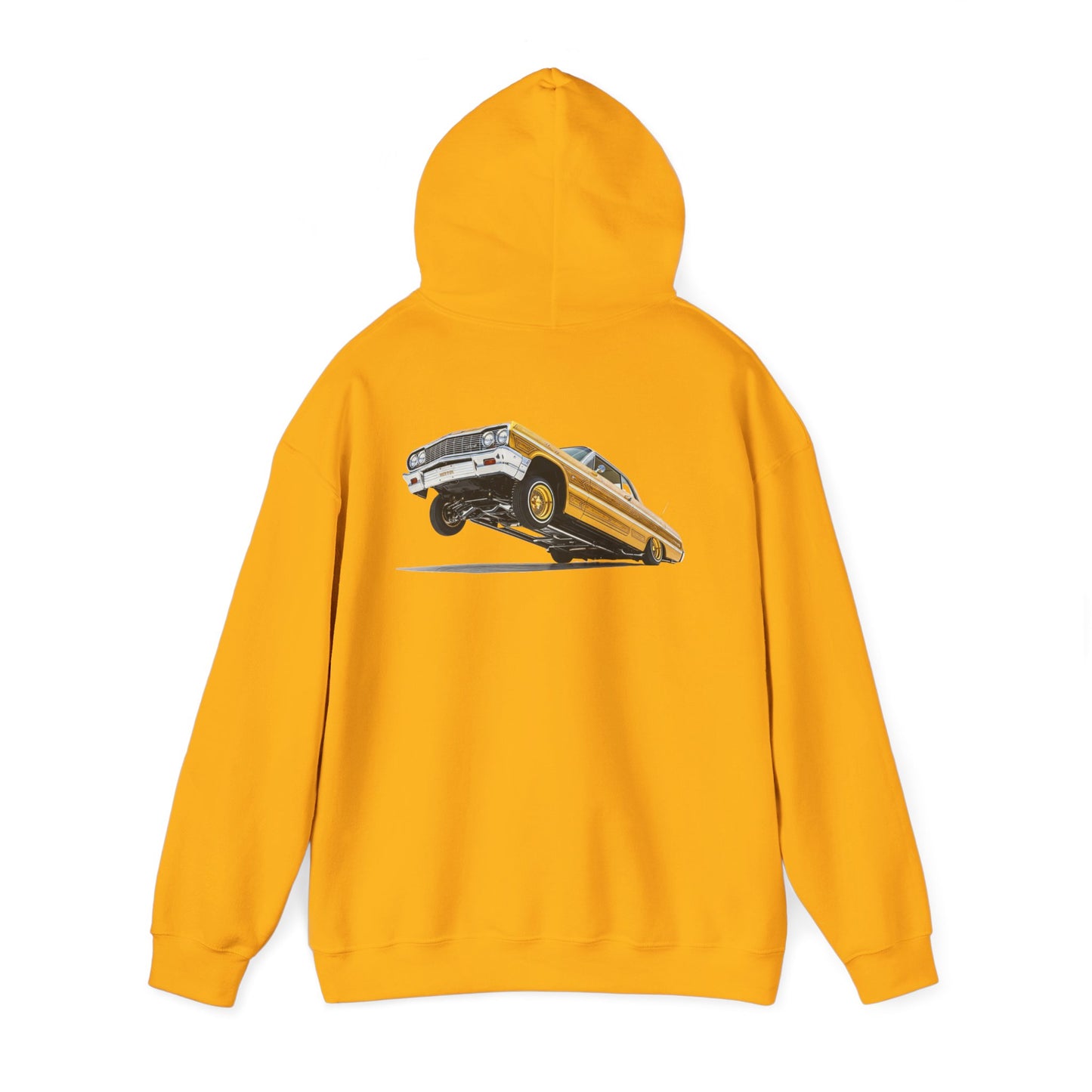 1964 Chevy Impala Hydraulics Lowrider Ink Drawing Hoodie - Old School Hip Hop Cholo Art Design - Chicano Car Club Graphic Hoodie