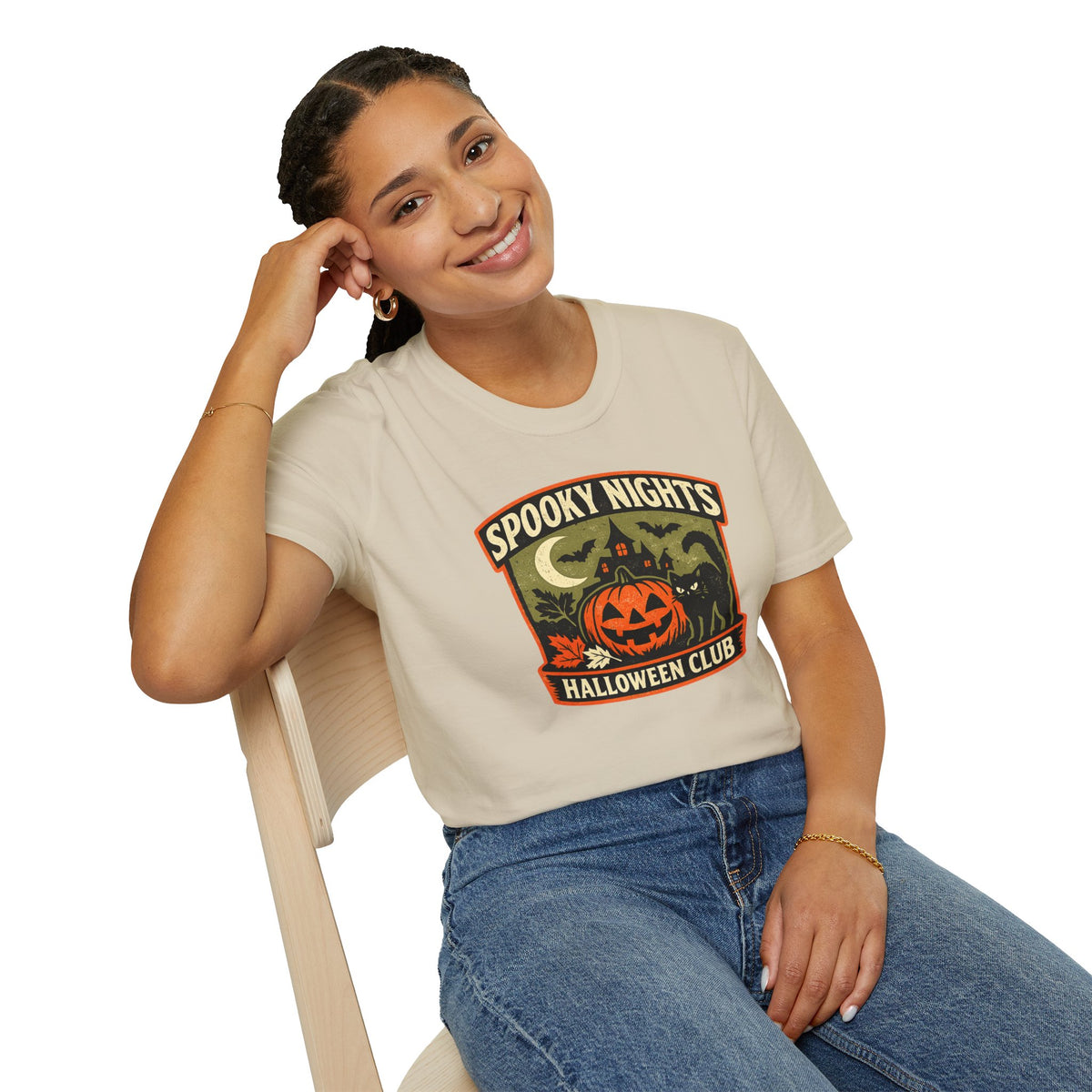 Halloween Black Cat Shirt, Spooky Nights Halloween Club Tee, Pumpkin Cat T-Shirt, Cute Halloween Shirt, Fall Graphic Tee