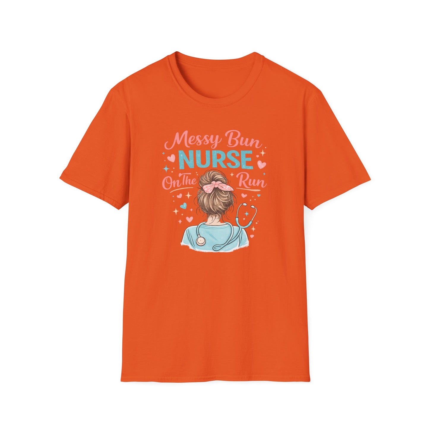 Messy Bun Nurse On The Run Shirt – Cute Nurse T-Shirt for Women – Funny RN CNA Nursing Student Tee – Nurse Gift for Her, Medical Worker Apparel