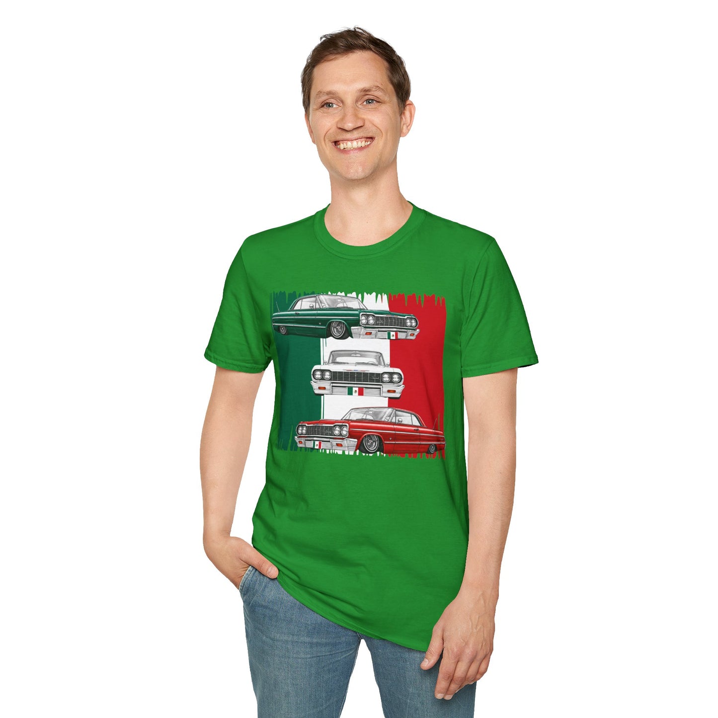 Lowrider Shirt, Mexican Flag Classic Car Tee, Vintage Car Graphic Shirt, Car Enthusiast Gift, Retro Auto Unisex Tee