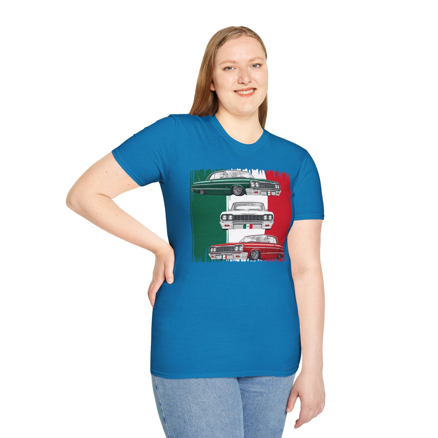 Lowrider Shirt, Mexican Flag Classic Car Tee, Vintage Car Graphic Shirt, Car Enthusiast Gift, Retro Auto Unisex Tee