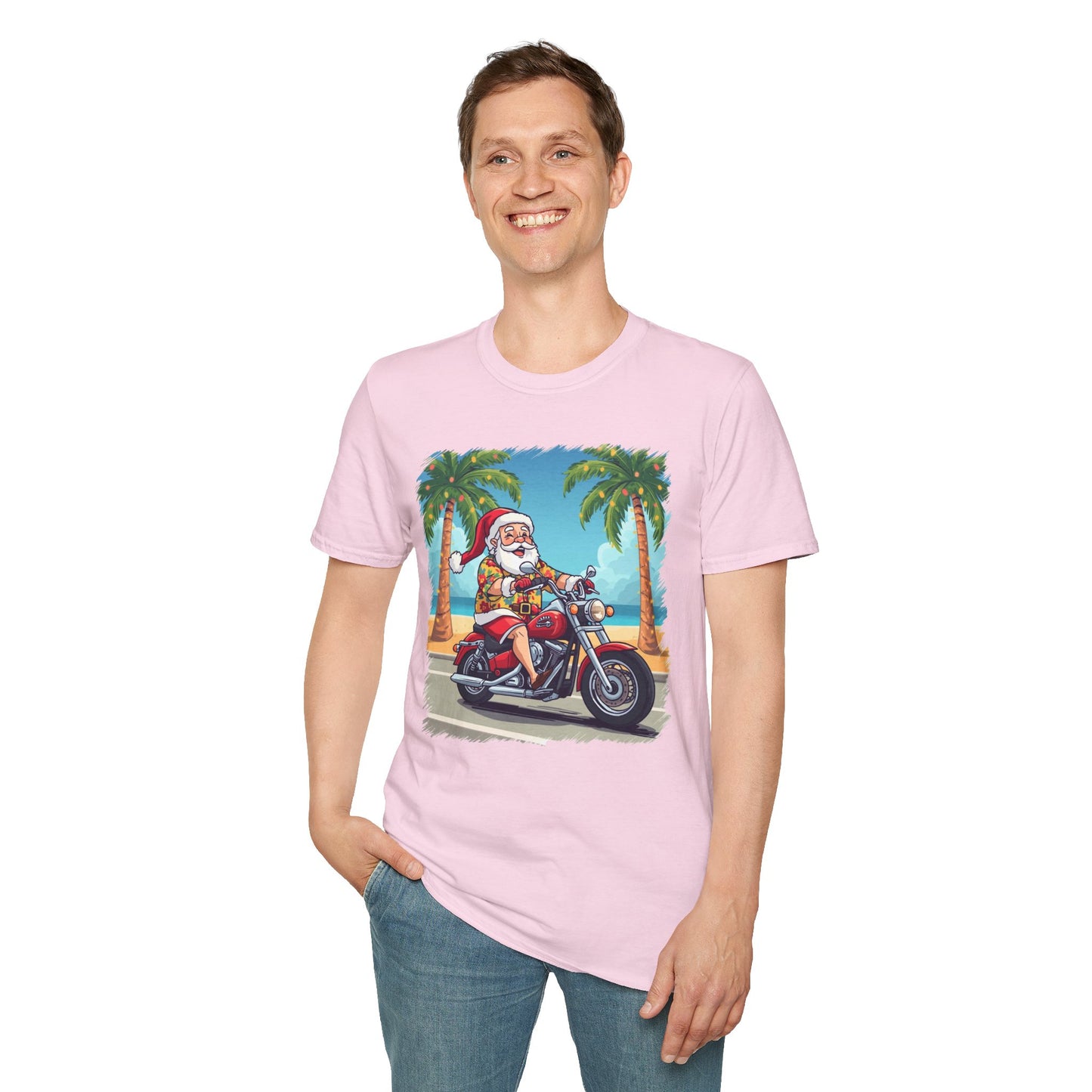 Tropical Santa riding a motorcycle shirt, Family Christmas Shirts, Christmas T Shirt, Holiday Shirt, Cute Xmas Shirt for the family, Holiday Gift