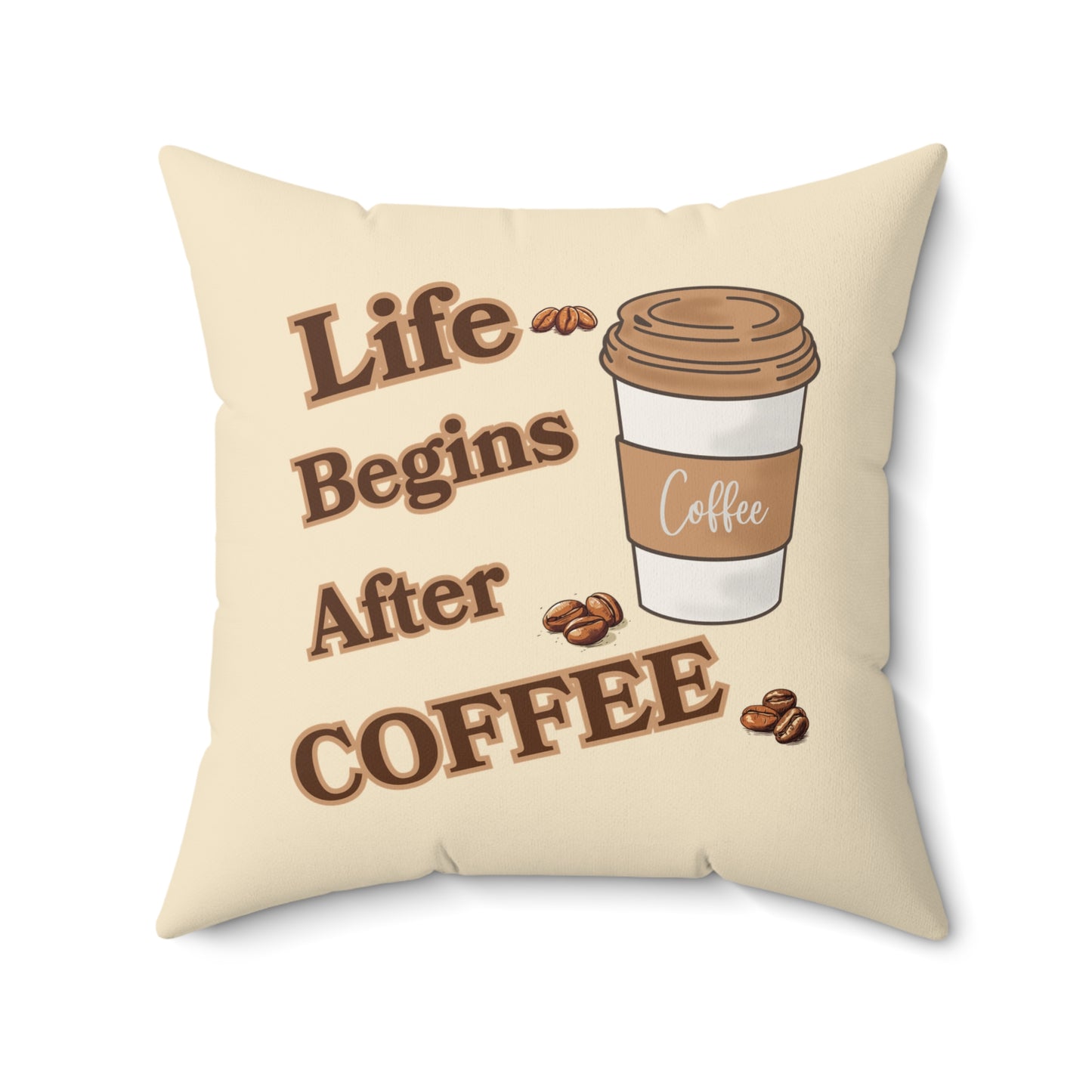 Coffee Quote Pillow, Faux Suede Throw Cushion for Home Decor, Funny Gift for Coffee Lovers, Living Room Accent, Couch Pillow, Gift for Her