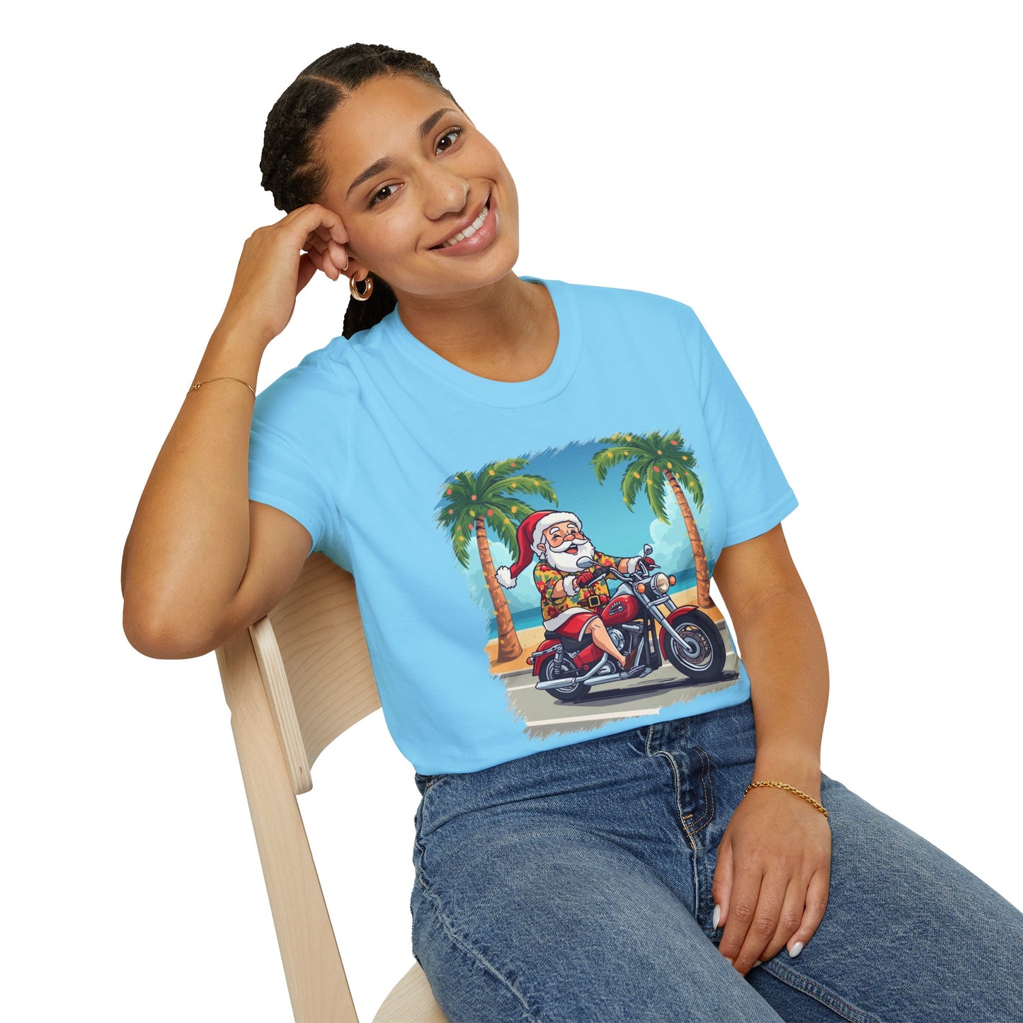 Tropical Santa riding a motorcycle shirt, Family Christmas Shirts, Christmas T Shirt, Holiday Shirt, Cute Xmas Shirt for the family, Holiday Gift