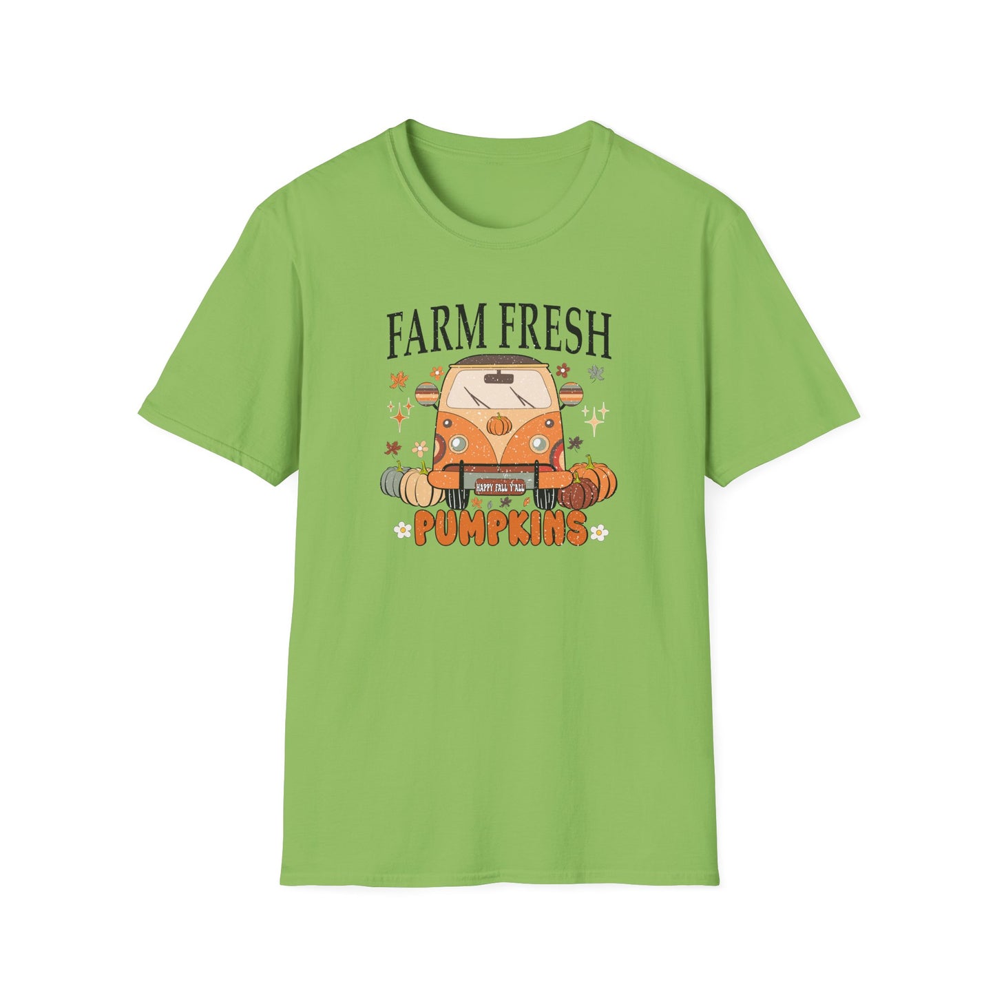 Farm Fresh Pumpkin Happy Fall Yall T-Shirt - Women's Autumn Tee, Thanksgiving Shirt, Pumpkin Thanksgiving Tee, Cozy Fall Tee for Her