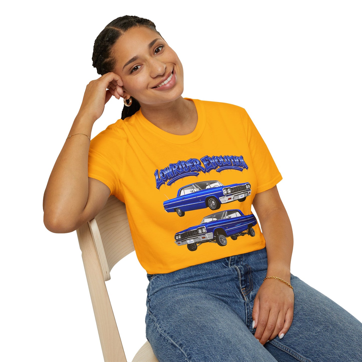 Classic Lowrider Shirt, Lowrider Evolution Tee, Blue Vintage Car Shirt, Car Enthusiast Gift, Retro Auto Graphic Tee