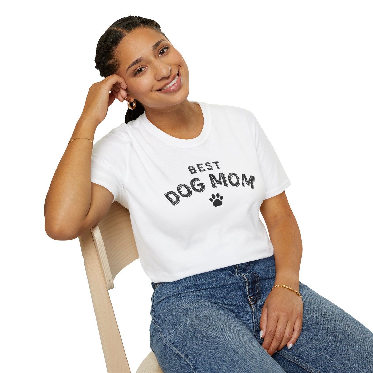 Best Dog Mom T-Shirt – Cute Dog Lover Shirt with Paw Print, Funny Pet Mom Gift Tee