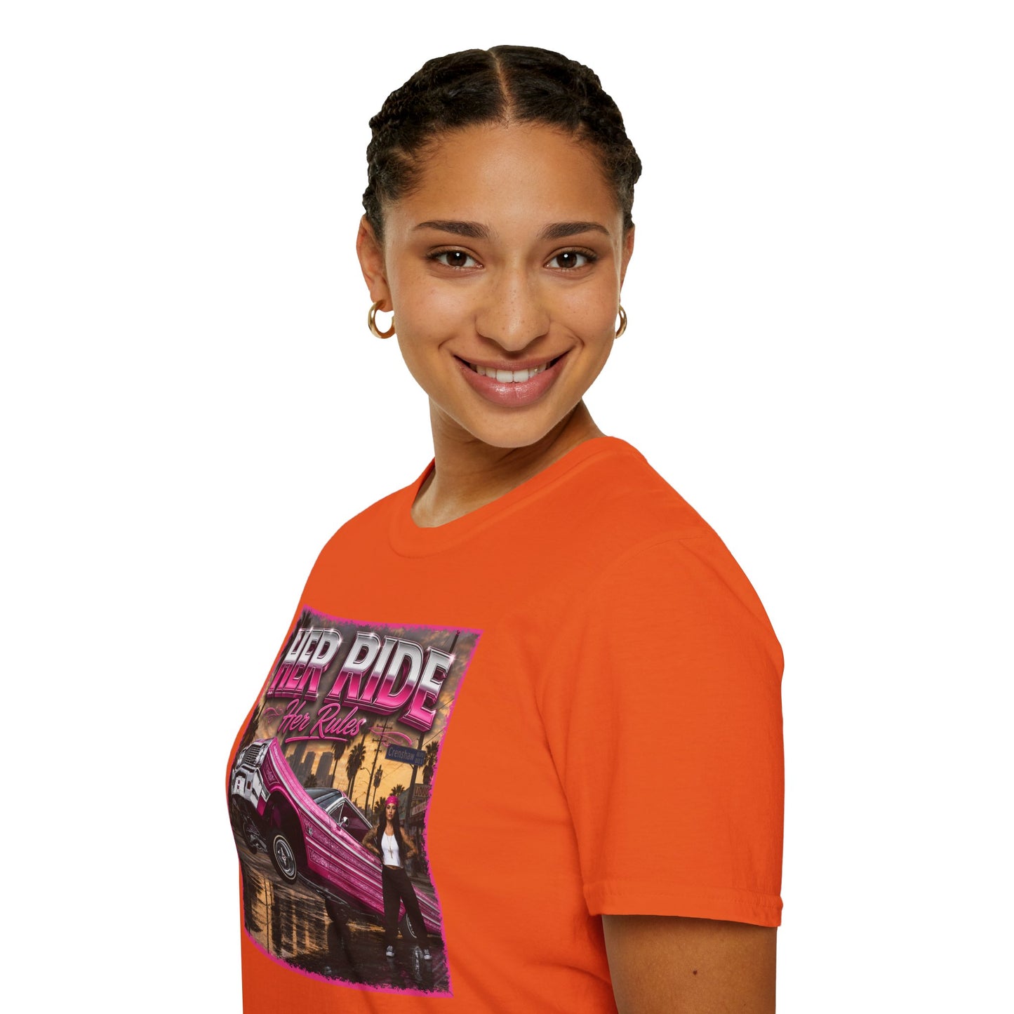 Women Lowrider Shirt, Her Ride Her Rules Tee, Pink Classic Car Graphic Shirt, Car Enthusiast Gift, Retro Auto Tee