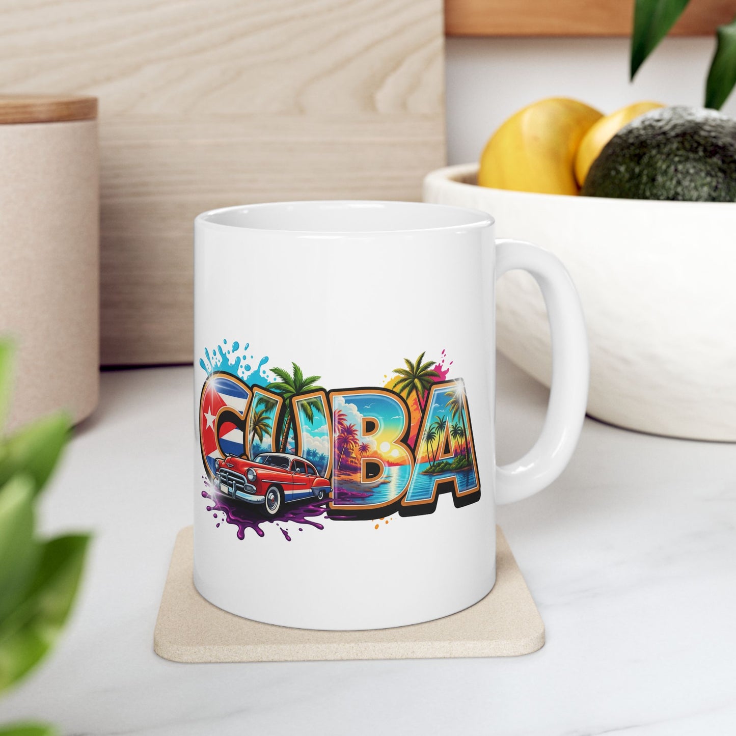 Colorful Cuban Flag Ceramic Mug, 11oz 15oz - Vibrant Cuba Souvenir Coffee Cup, Patriotic Tea Mug, Cuban American Gift, Kitchen Decor