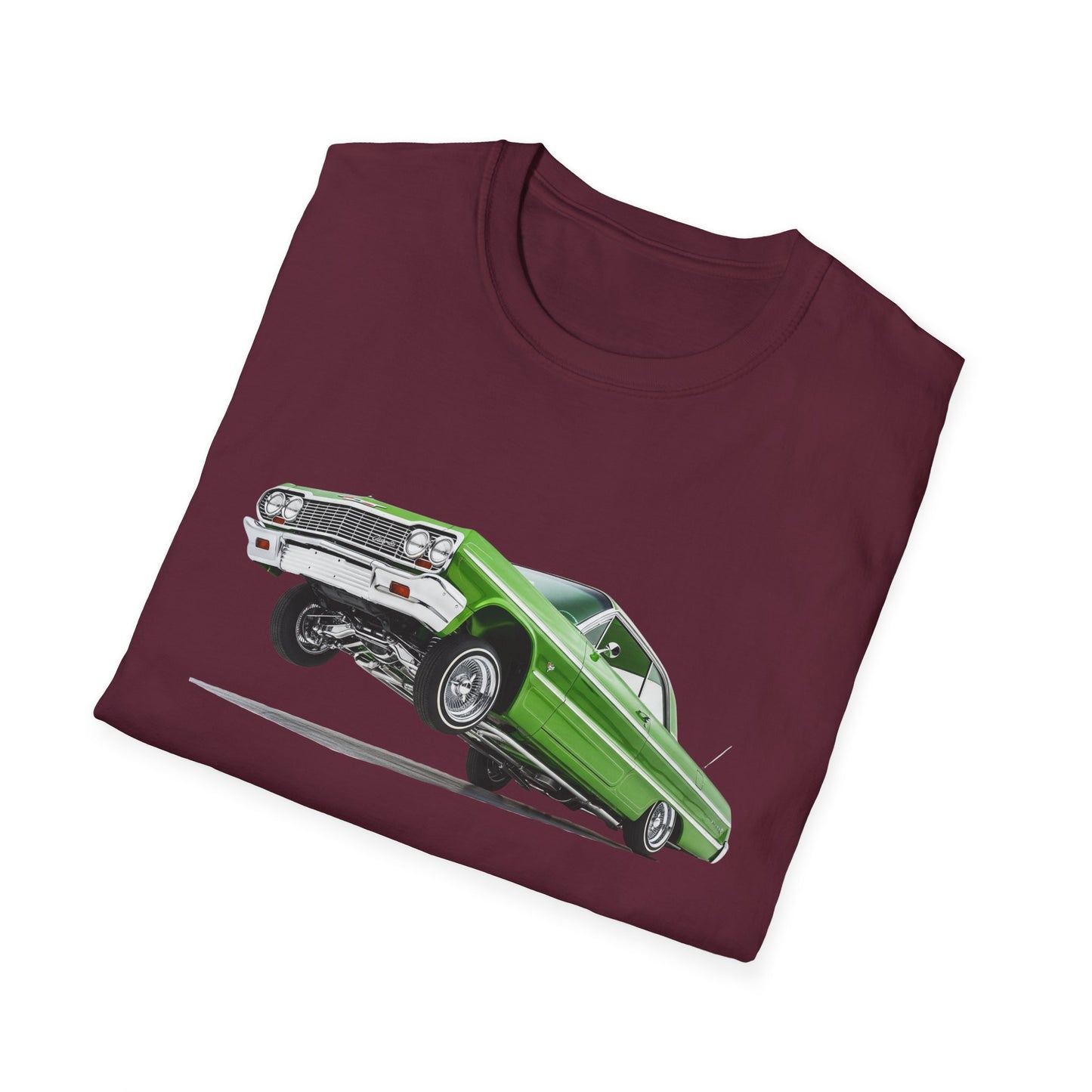1964 Chevy Impala Hydraulics Lowrider Hoppin' Ink Drawing T-Shirt - Old School Hip Hop Cholo Art Tee Design - Chicano Car Club Graphic Tee