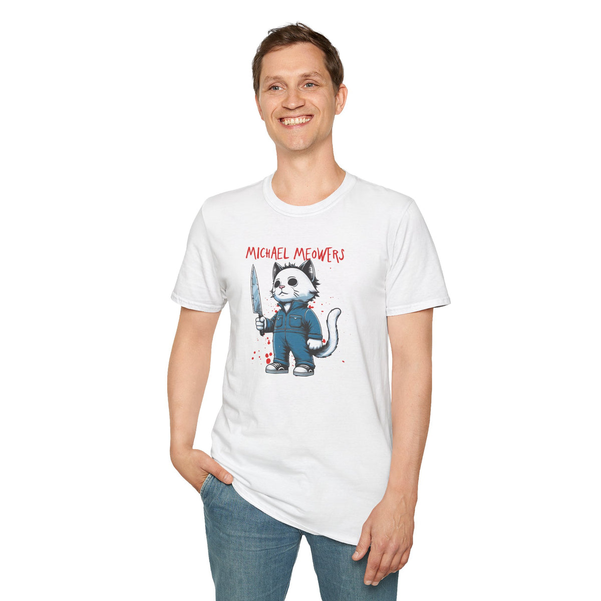 Michael Meowers Halloween Funny Cat T-Shirt, Scary Movie Tee, Halloween Cat Shirt, Horror Movie Cat Fan Gift, Horror Movie Character