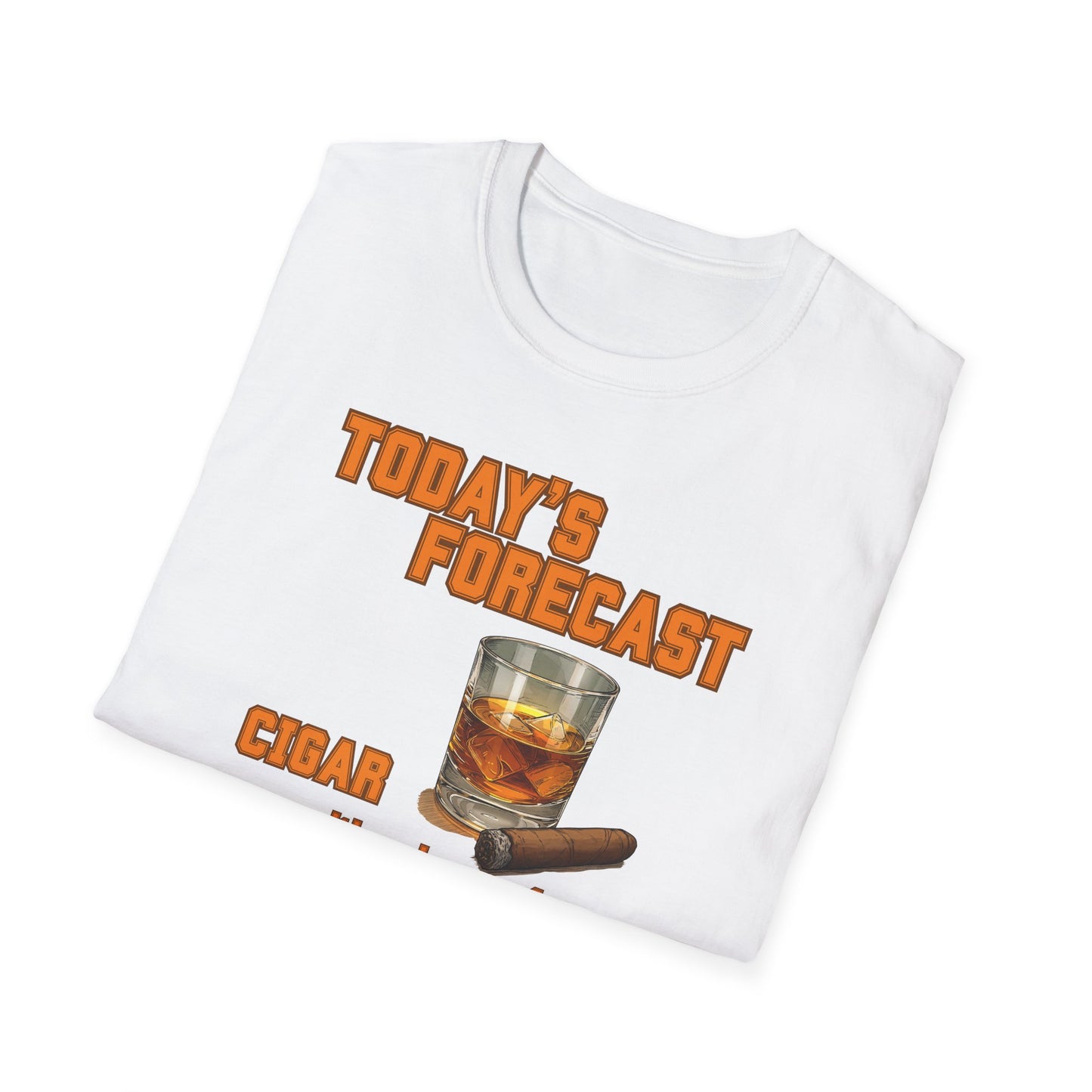 Today's Forecast Cigar with a chance of Whiskey Unisex T-Shirt, BBQ Pool Party Shirt, Fathers Day Gift, Relaxation Leisure, Cigar lover Gift