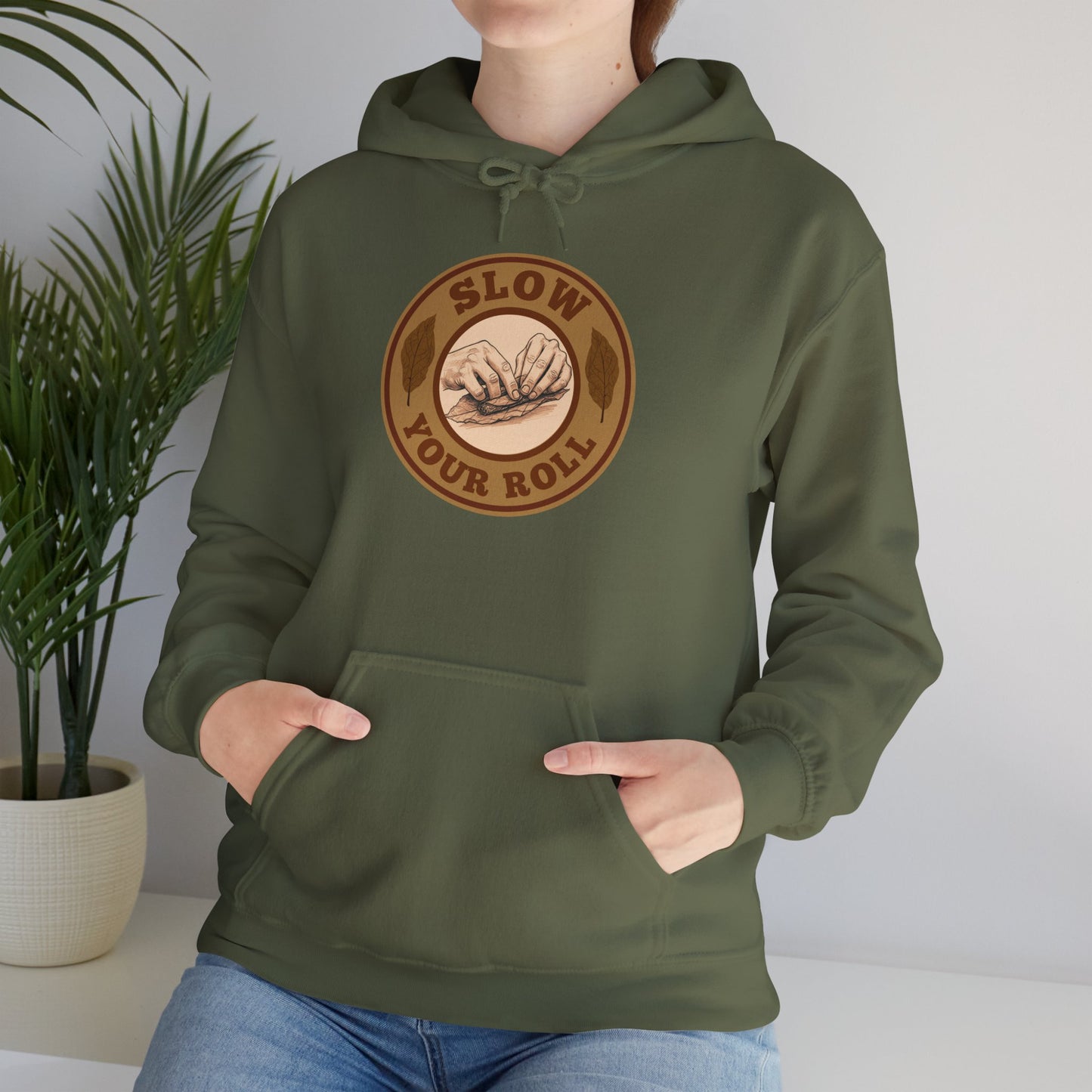 Slow Your Roll Cigar Hoodie Front Graphic, Fathers Day Gift, Relaxation Leisure, Cigar lover Gift, Cigar Aficionado, Dad Gift, Grandpa Gift