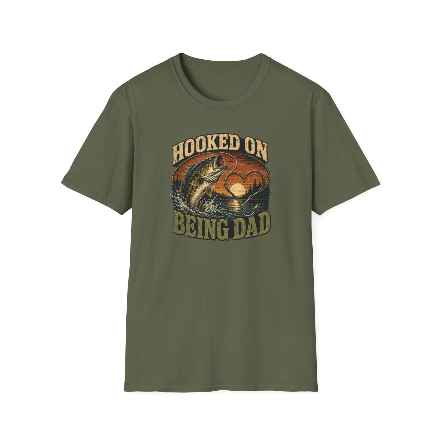 Fishing Dad Shirt, Hooked on Being Dad Tee, Bass Fishing T-Shirt, Fathers Day Shirt for Dad, Fisherman Gift