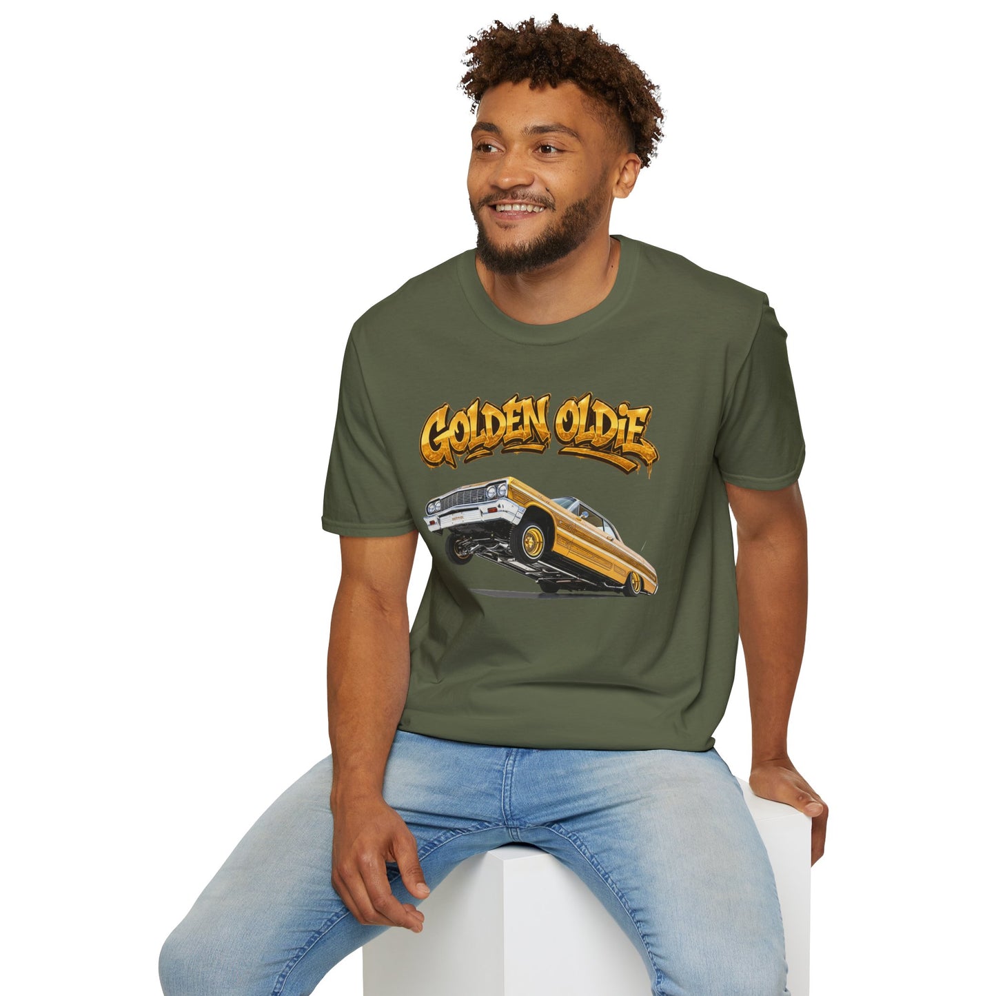 Golden Oldie Lowrider Shirt, Classic Car Tee, Vintage Auto Graphic Shirt, Car Enthusiast Gift, Retro Car Lover Tee