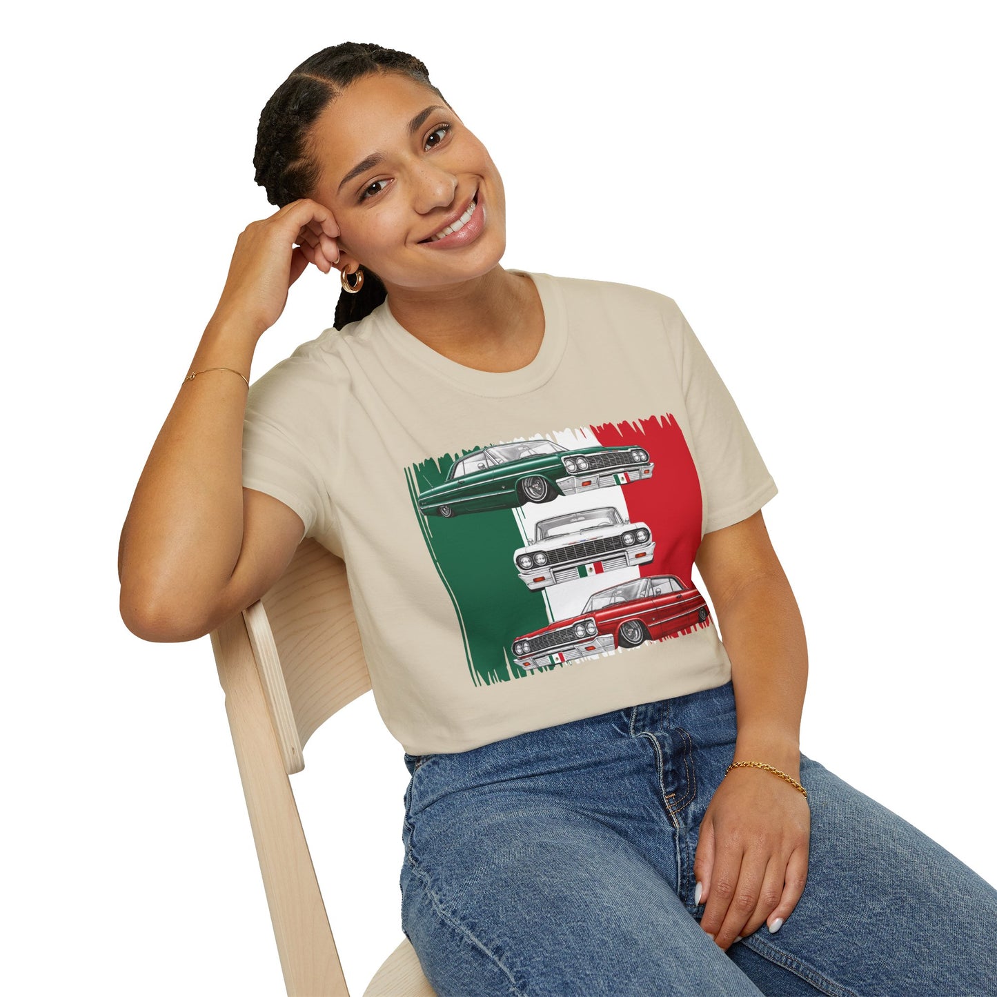 Lowrider Shirt, Mexican Flag Classic Car Tee, Vintage Car Graphic Shirt, Car Enthusiast Gift, Retro Auto Unisex Tee