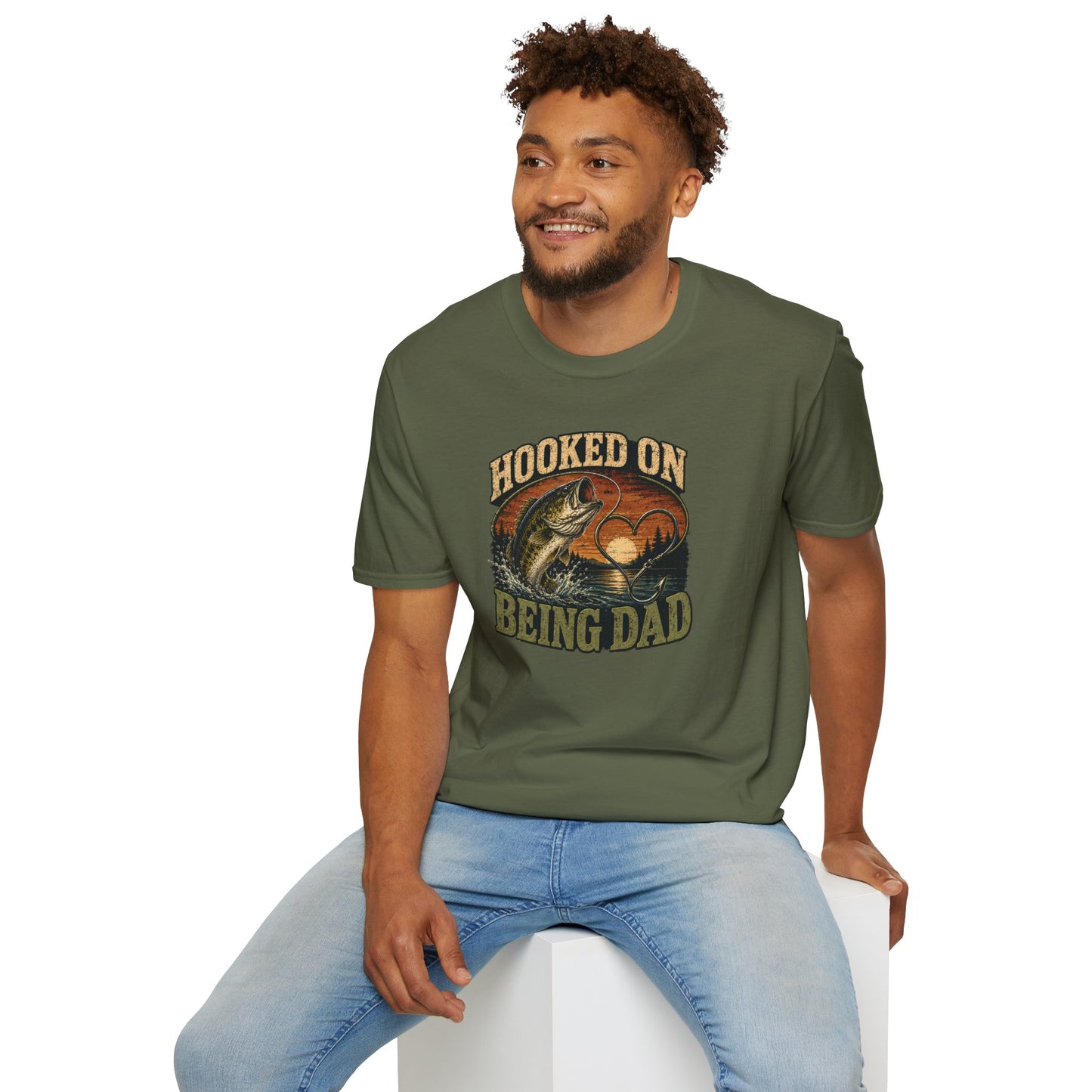 Fishing Dad Shirt, Hooked on Being Dad Tee, Bass Fishing T-Shirt, Fathers Day Shirt for Dad, Fisherman Gift
