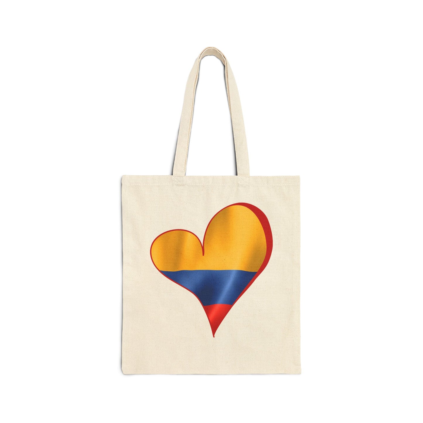Colombia Flag Heart Tote Bag, Cotton Canvas Grocery Shopping Beach Handbag, Colombian Pride Gift, Patriotic Shoulder Bag