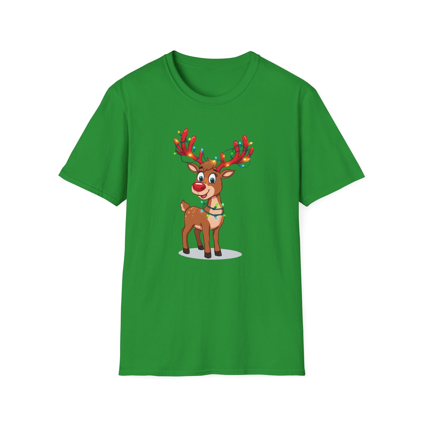 Smiling Reindeer with Christmas Lights Shirt, Family Christmas Shirts, Christmas T Shirt, Holiday Shirt, Cute Xmas Shirt for the family, Holiday Gift