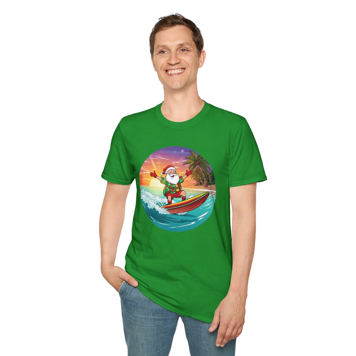 Tropical Surfing Santa Shirt, Family Christmas Shirts, Christmas T Shirt, Holiday Shirt, Cute Xmas Shirt for the family, Holiday Gift