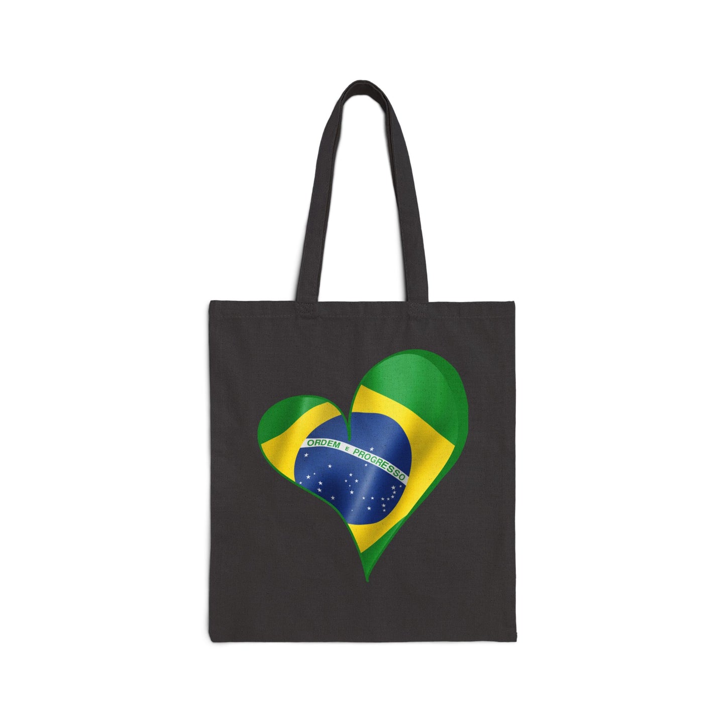 Brazil Flag Heart Tote Bag, Cotton Canvas Grocery Shopping Beach Handbag, Brazilian Pride Gift, Patriotic Shoulder Bag