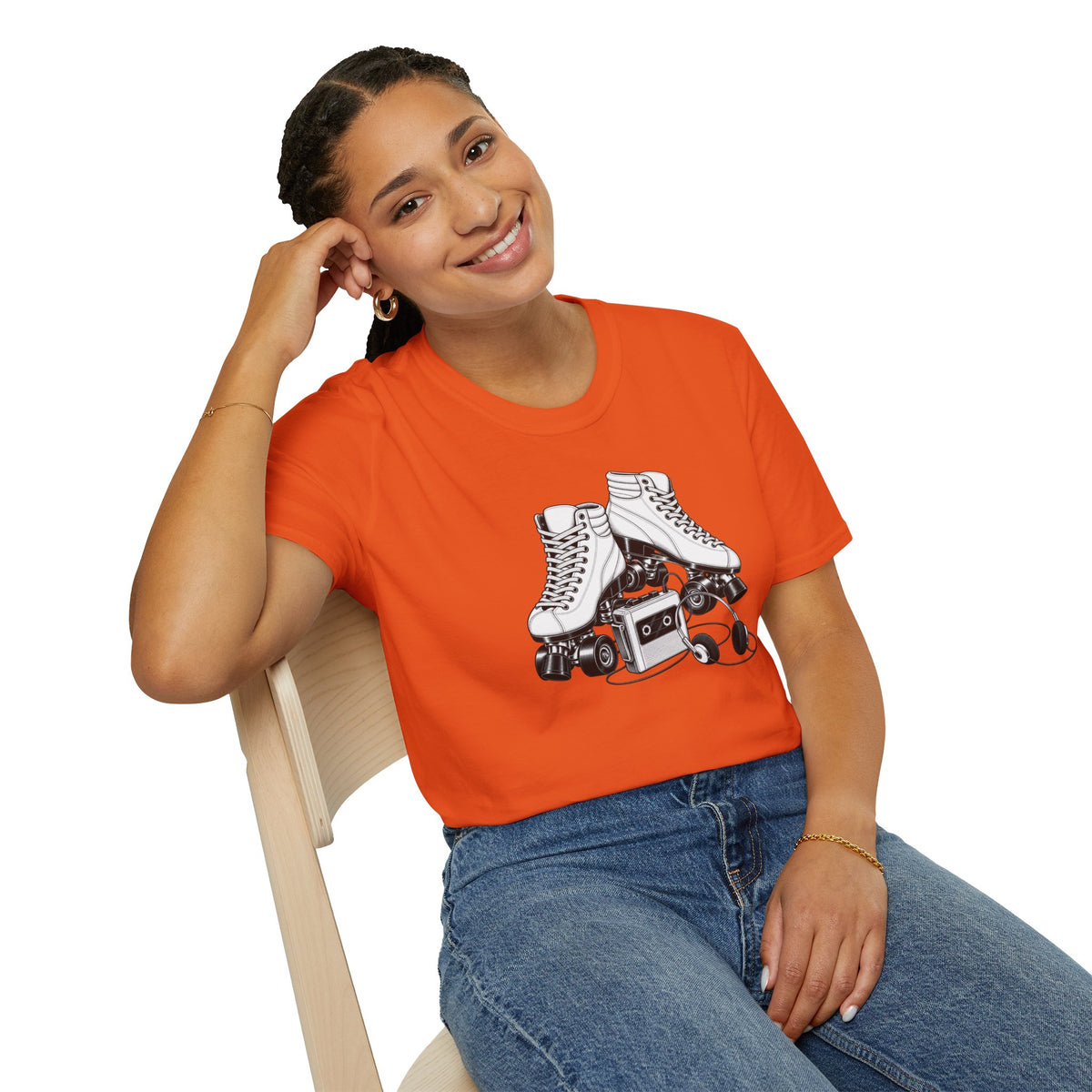 Roller Skate T-Shirt, Retro Cassette Tee, Vintage Roller Rink Shirt, Music Lover Gift, Skater Tee